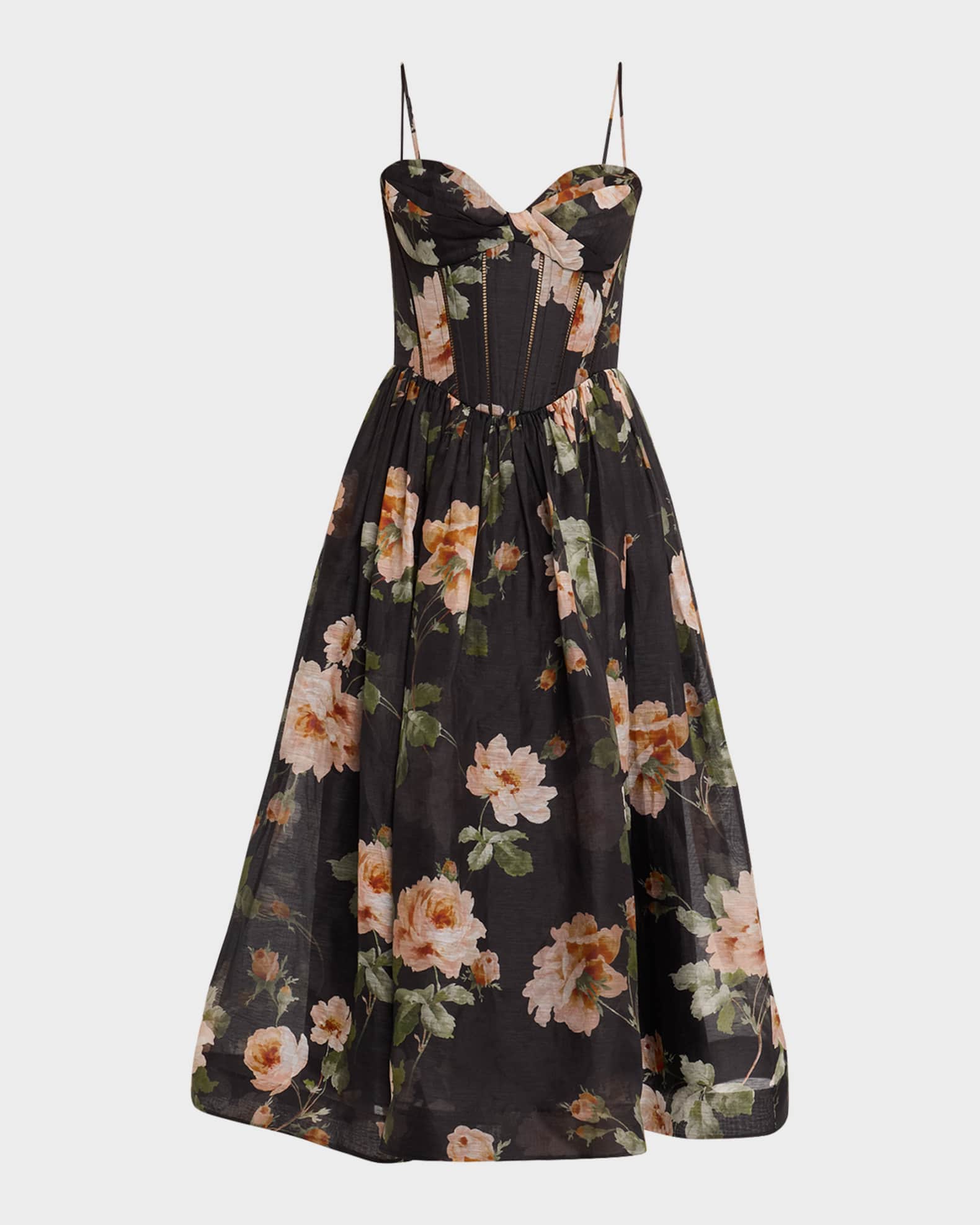 Zimmermann Luna Corset Midi Dress | Neiman Marcus