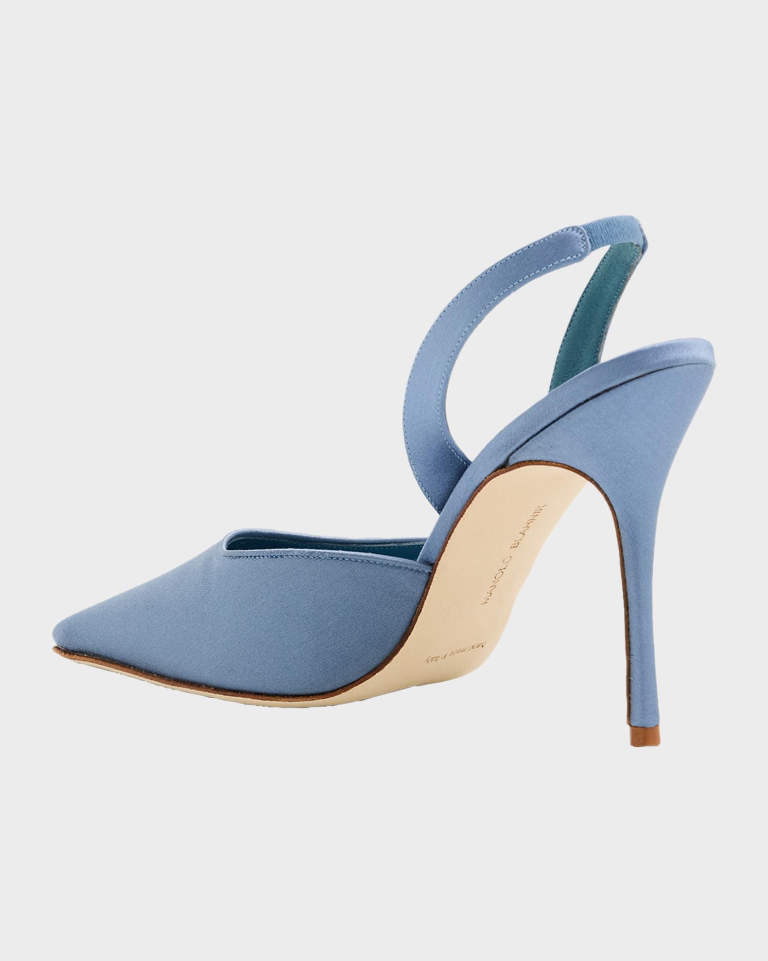 Manolo Blahnik 105mm Borelapla Satin Slingback Pumps | Neiman Marcus