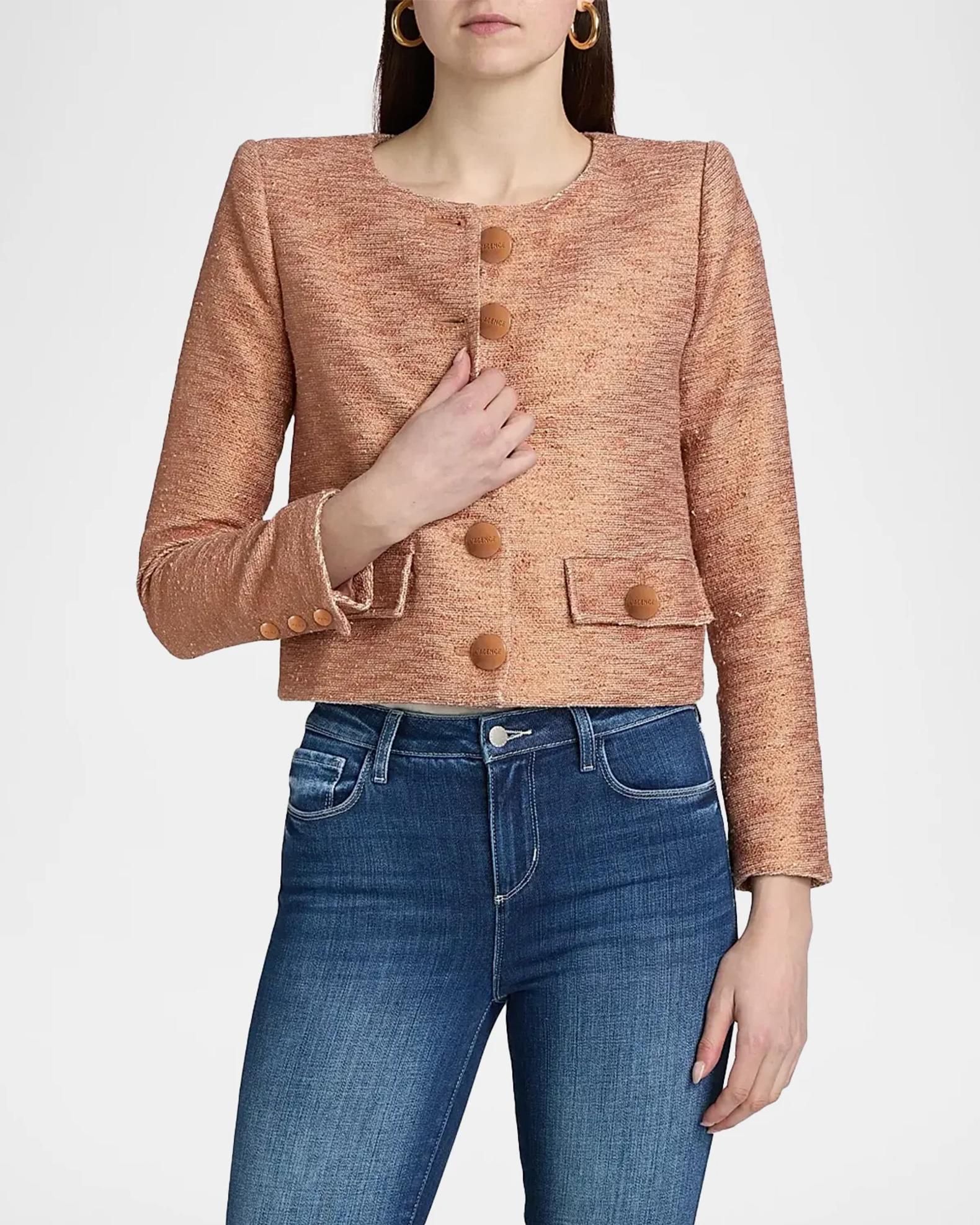 L'AGENCE Zell Boucle Collarless Blazer | Neiman Marcus