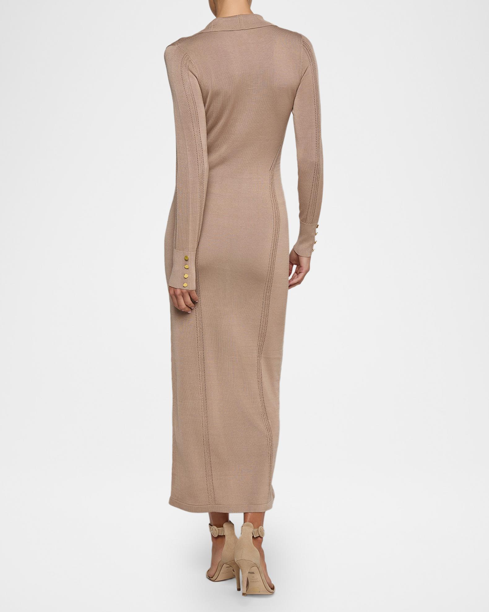 L'AGENCE Delma Collared Knit Midi Dress | Neiman Marcus
