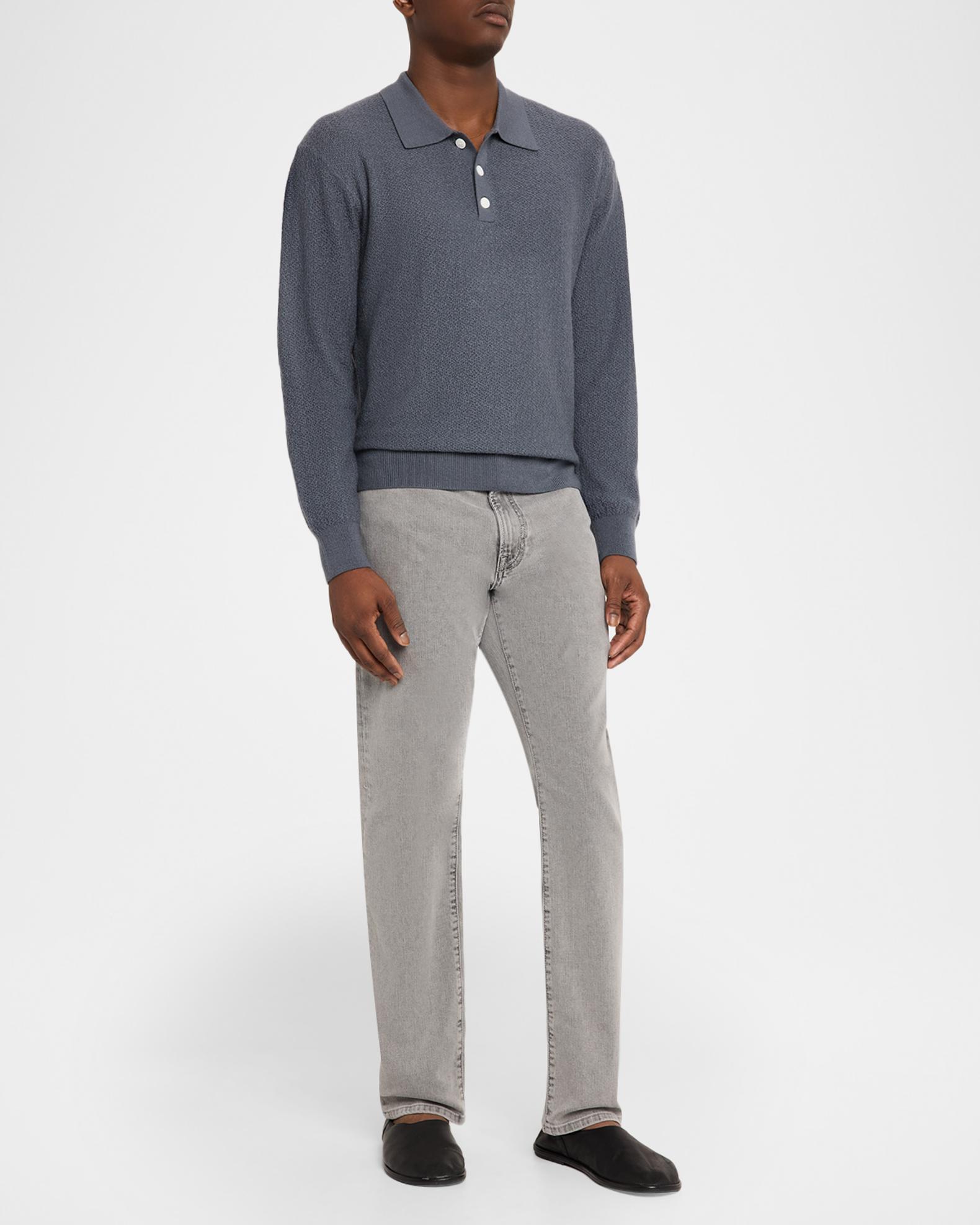 FRAME Men's Textured Wool Polo Sweater | Neiman Marcus