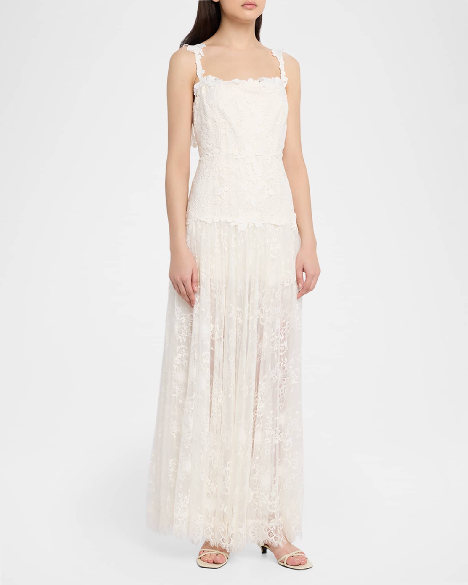 Kobi Halperin Ana Sleeveless Square-Neck Lace Maxi Dress | Neiman Marcus