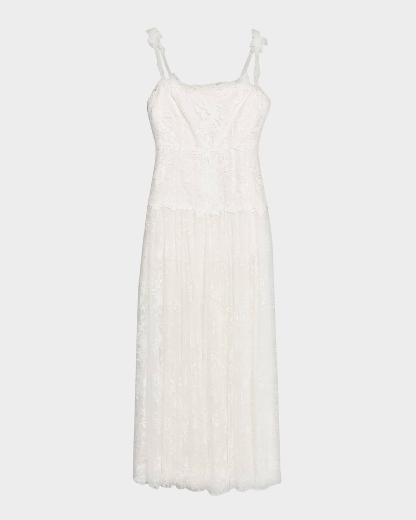Kobi Halperin Ana Sleeveless Square-Neck Lace Maxi Dress, Ivory, Women's, L, Casual & Work Dresses Maxi Dresses