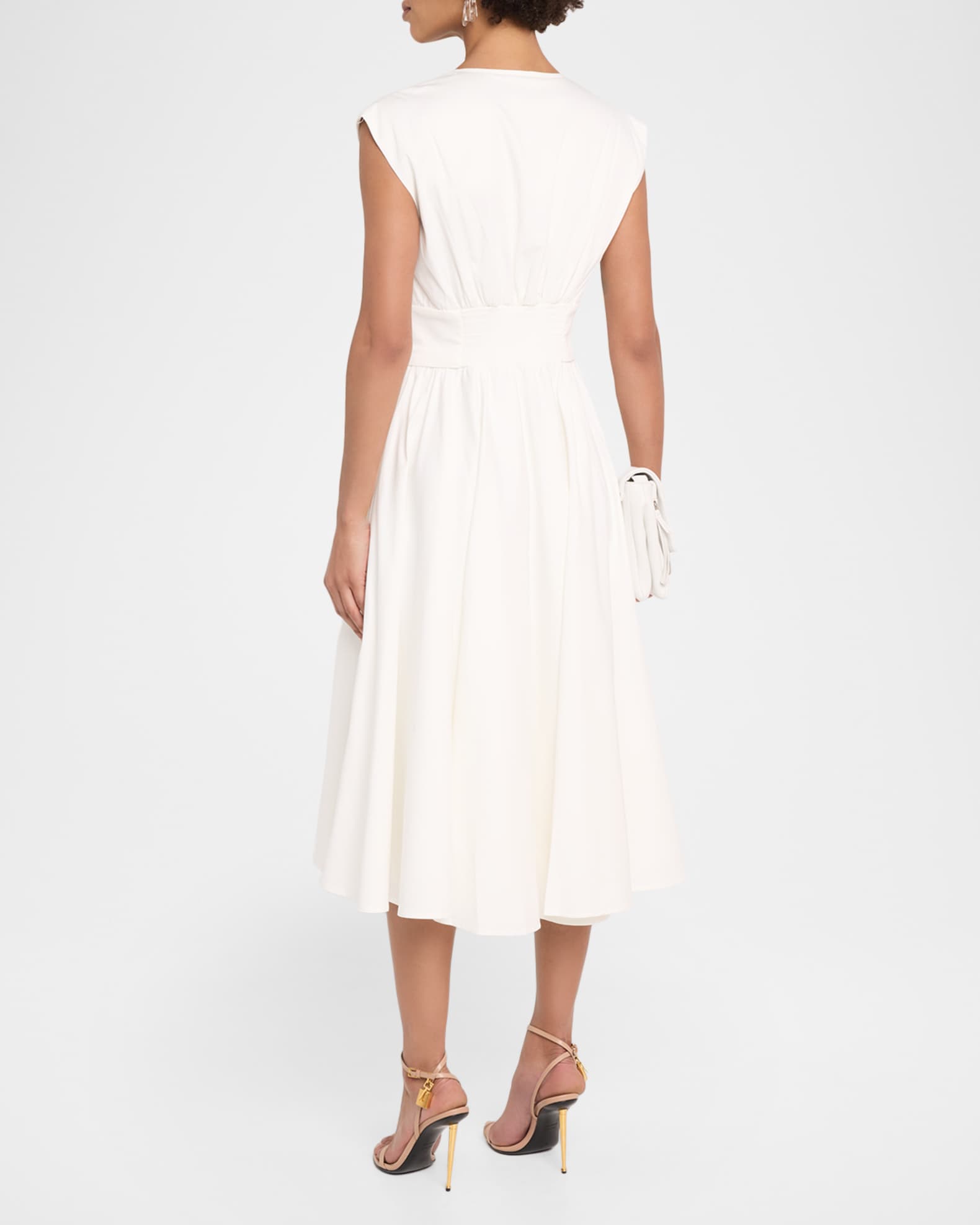 Kobi Halperin Rose Cap-Sleeve Midi Dress with Pockets | Neiman Marcus