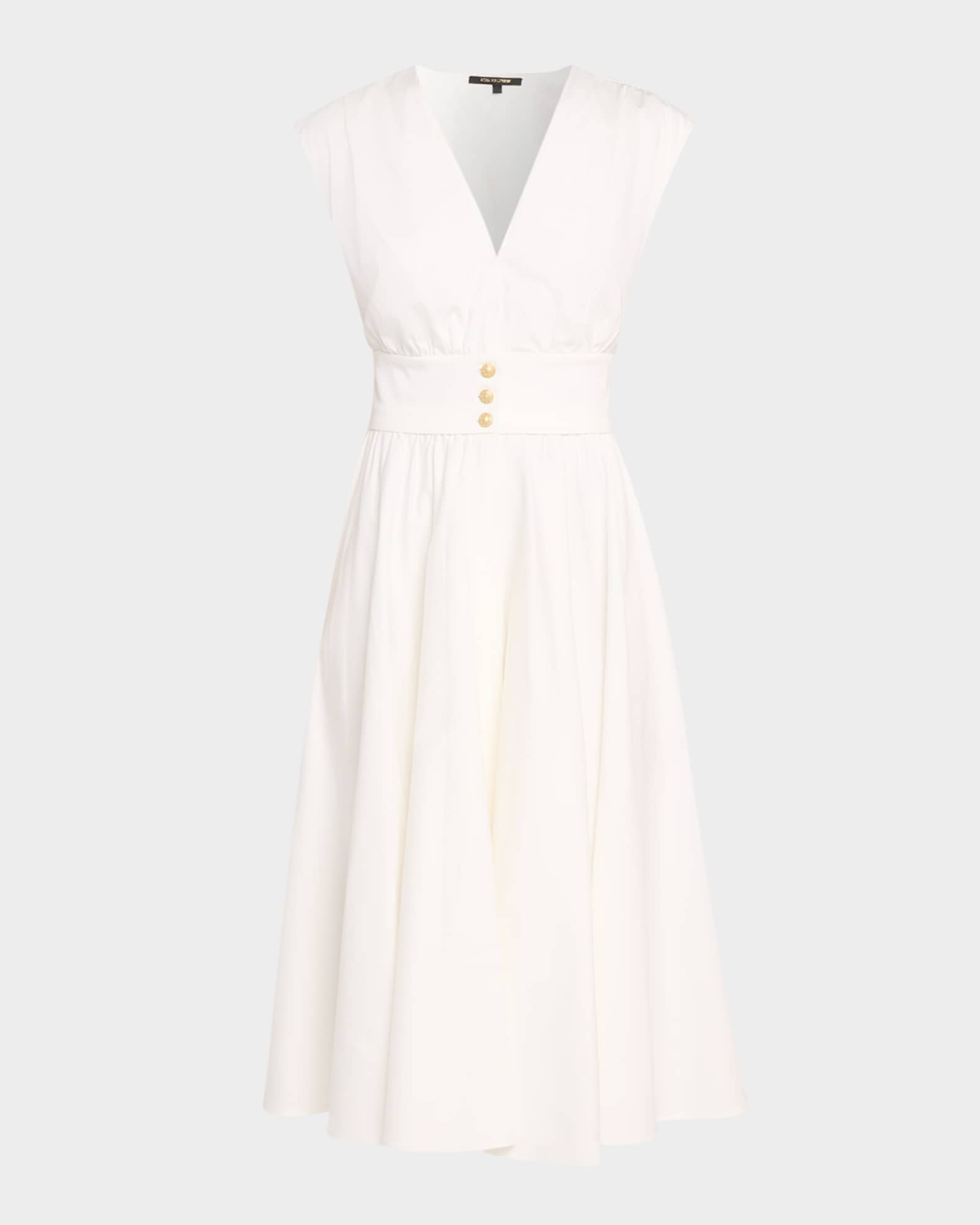 Kobi Halperin Rose Cap-Sleeve Midi Dress with Pockets | Neiman Marcus