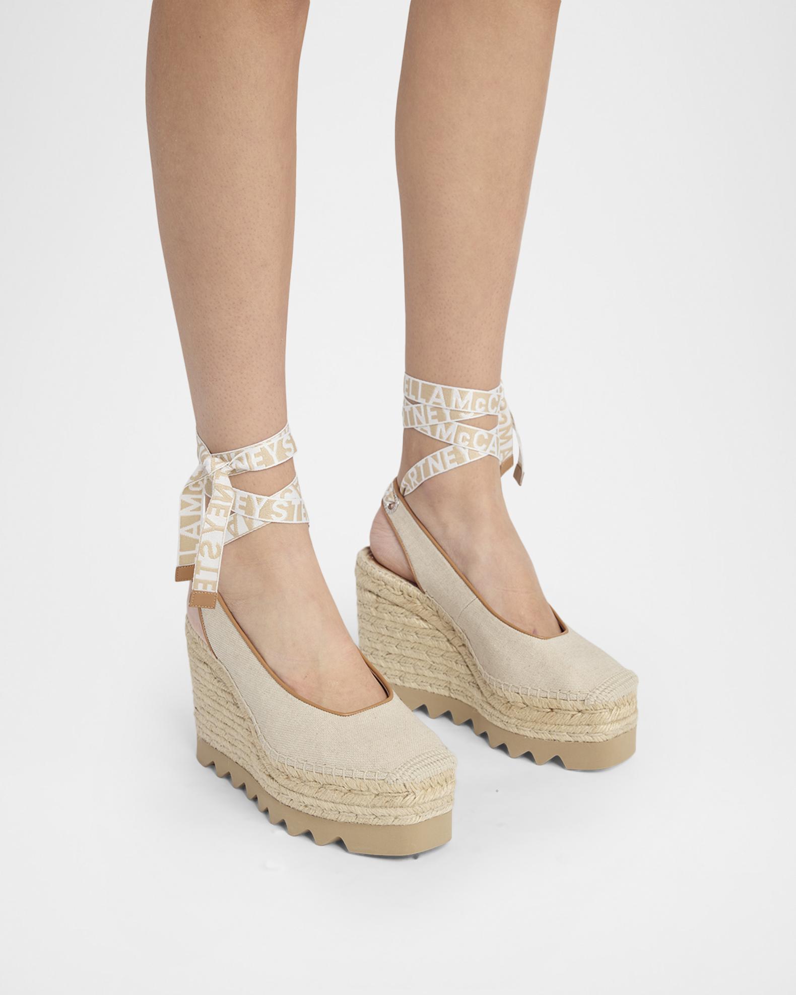 Stella McCartney 130mm Gaia Ankle-Tie Wedge Espadrilles | Neiman