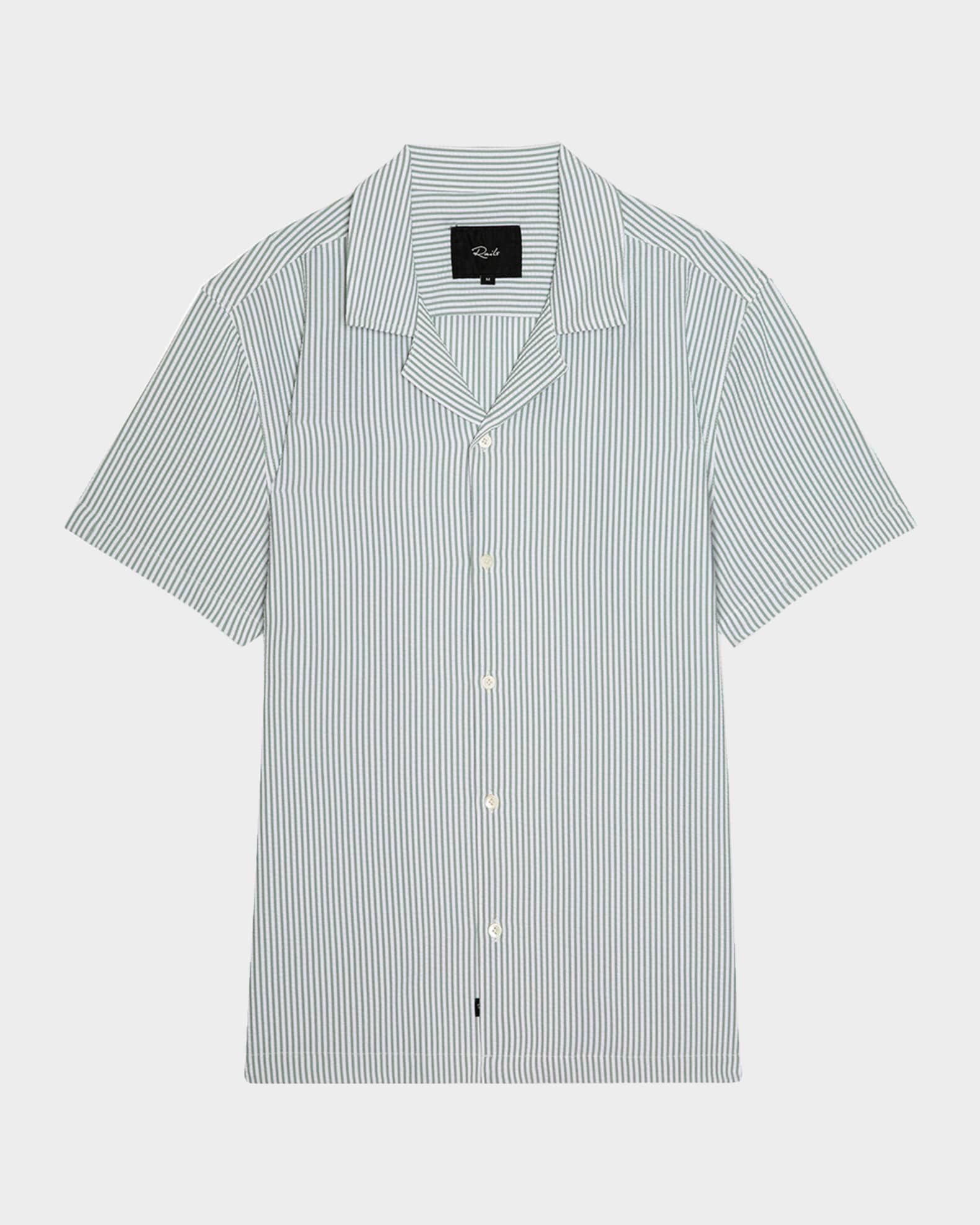 Rails Men's Short-Sleeve Amalfi Shirt in Sage Stripes | Neiman Marcus