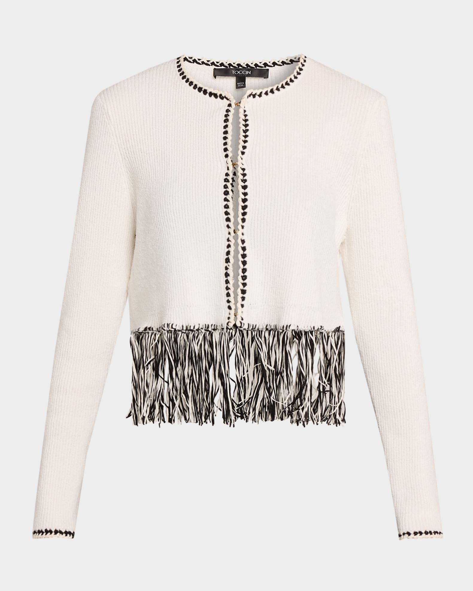 Toccin Monroe Fringe-Trim Cardigan | Neiman Marcus