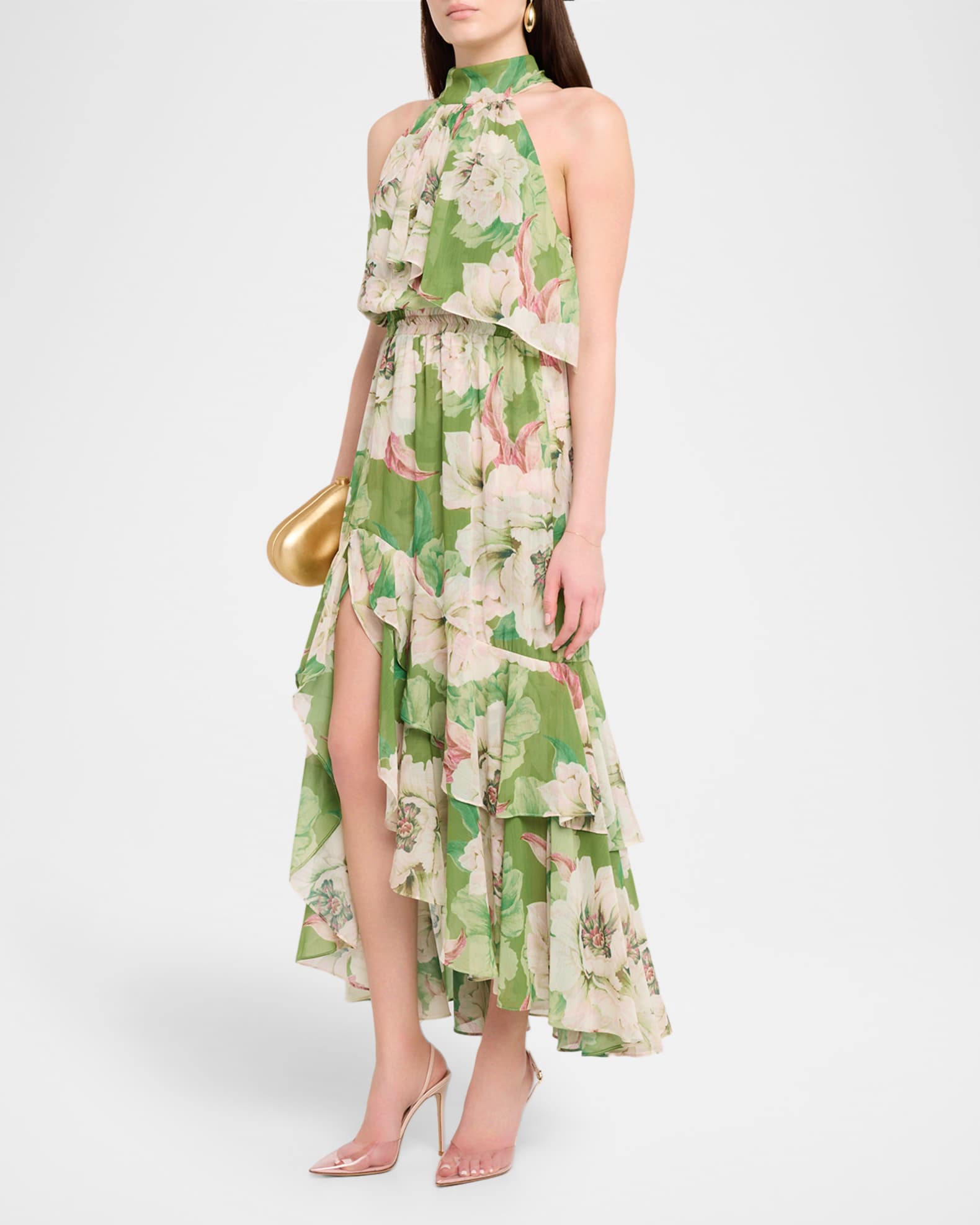 MISA Los Angeles Aneva Halter High-Low Dress | Neiman Marcus