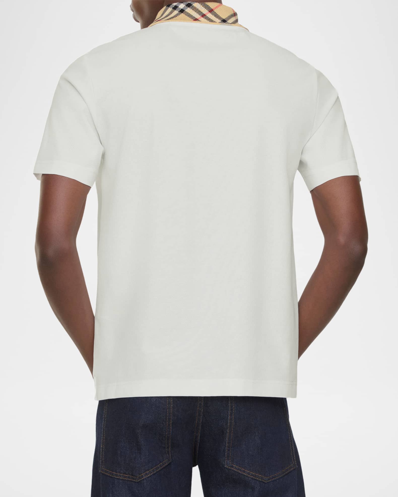 Burberry Men's Check-Collar Cotton Polo Shirt | Neiman Marcus