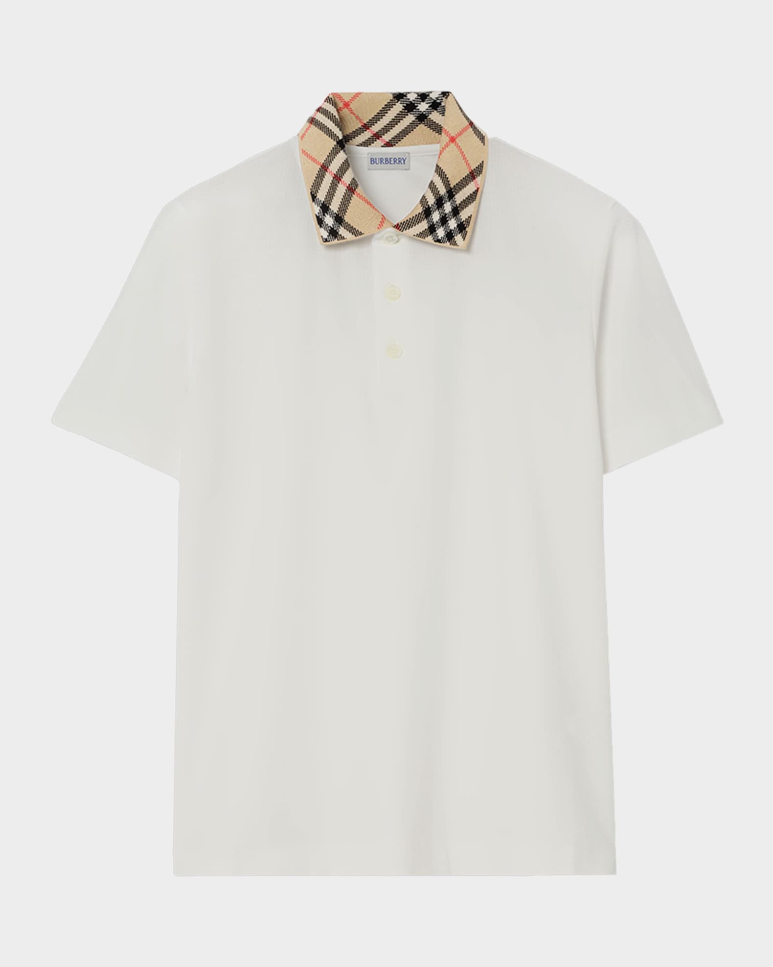 Burberry Men's Check-Collar Cotton Polo Shirt | Neiman Marcus