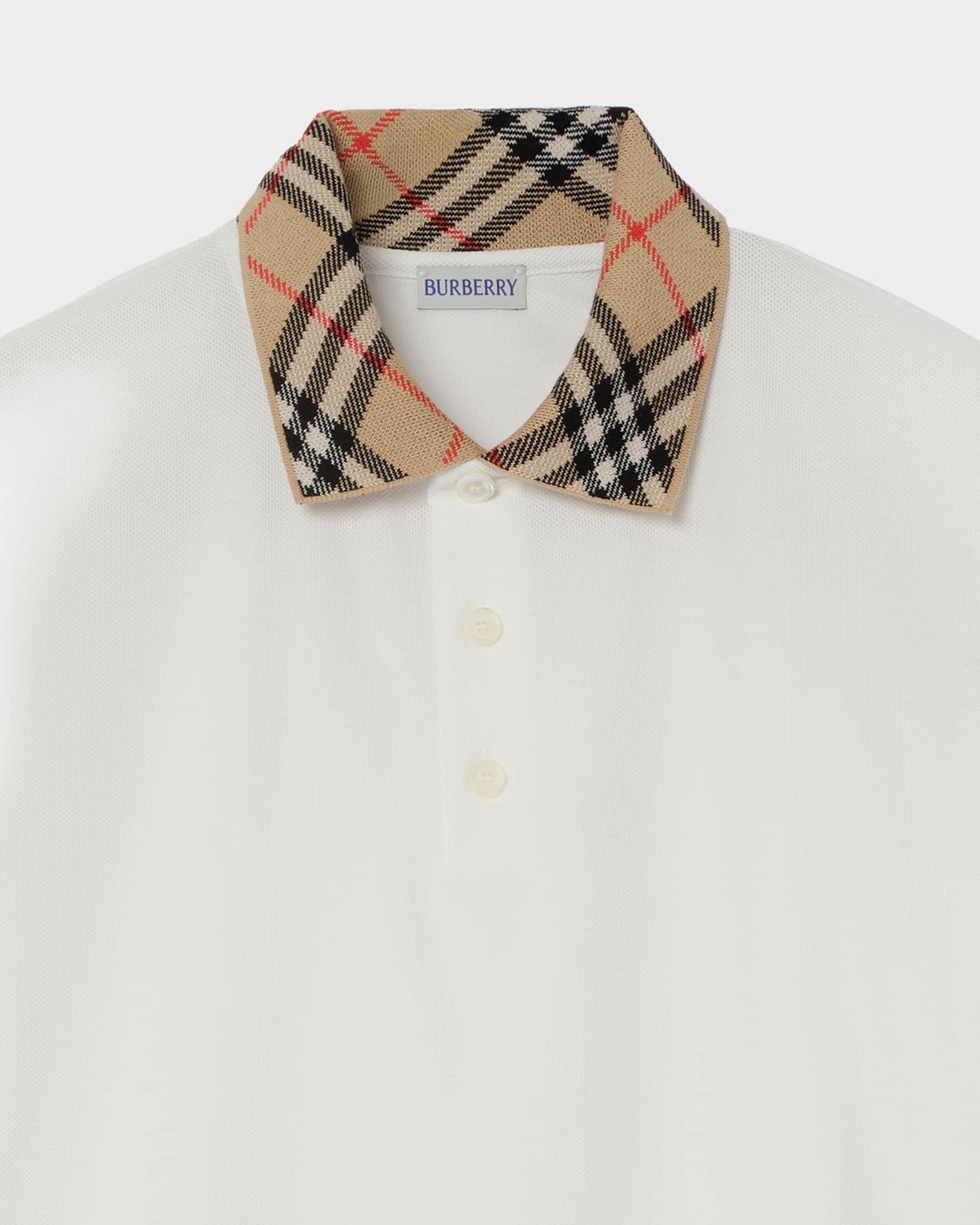 Burberry Men's Check-Collar Cotton Polo Shirt | Neiman Marcus