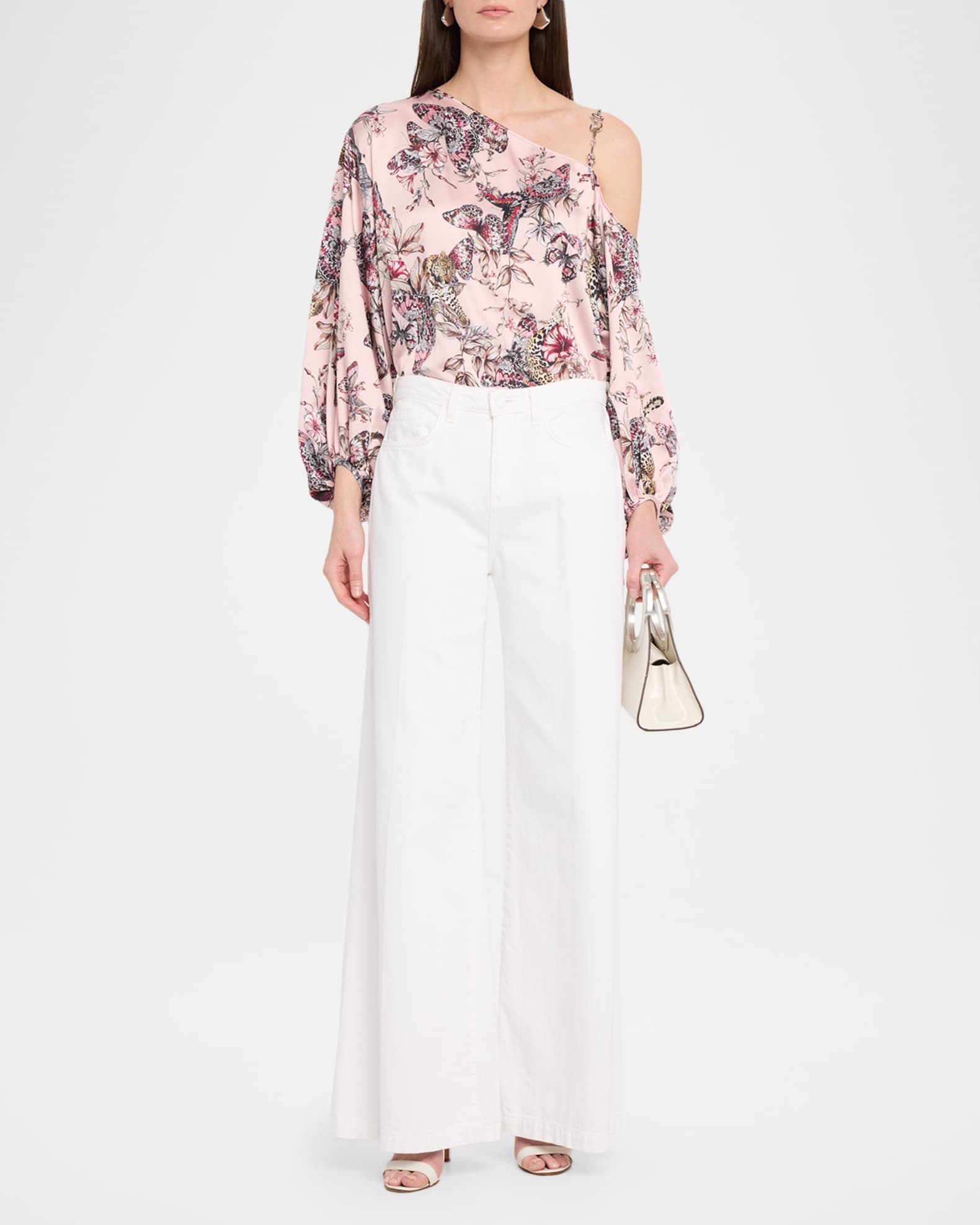 L'Agence Asami Chain One-Shoulder Blouse | Neiman Marcus