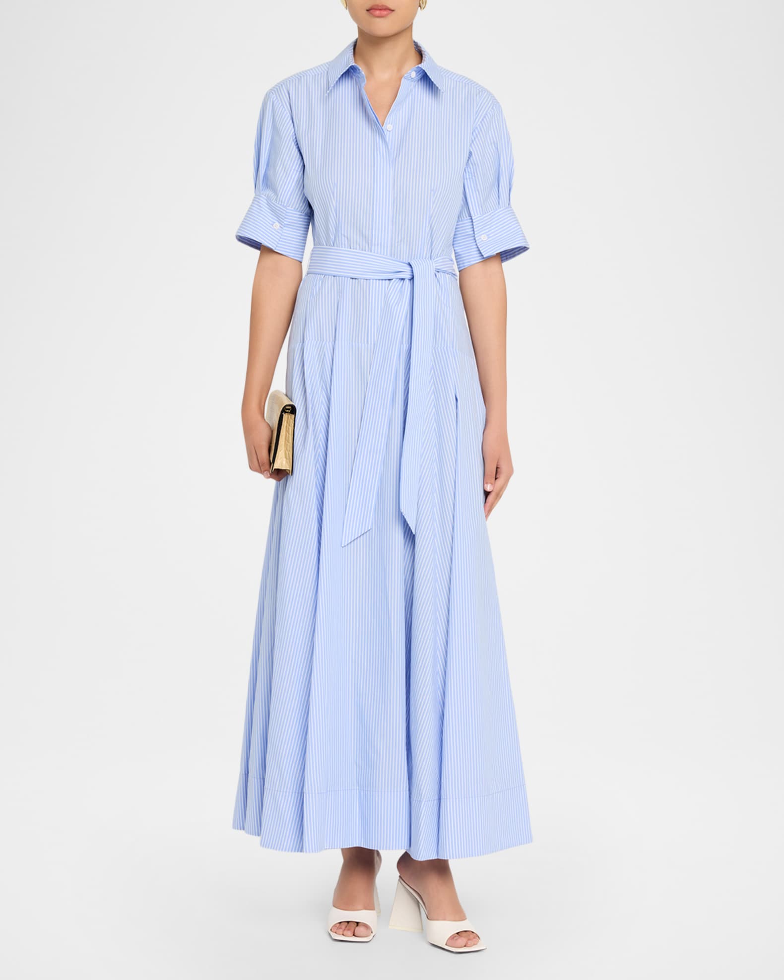 Simkhai Truman Striped Cotton Shirtdress, Periwinkle, Women's, 0, Casual & Work Dresses Shirtdresses Button-Down Shirt Dresses