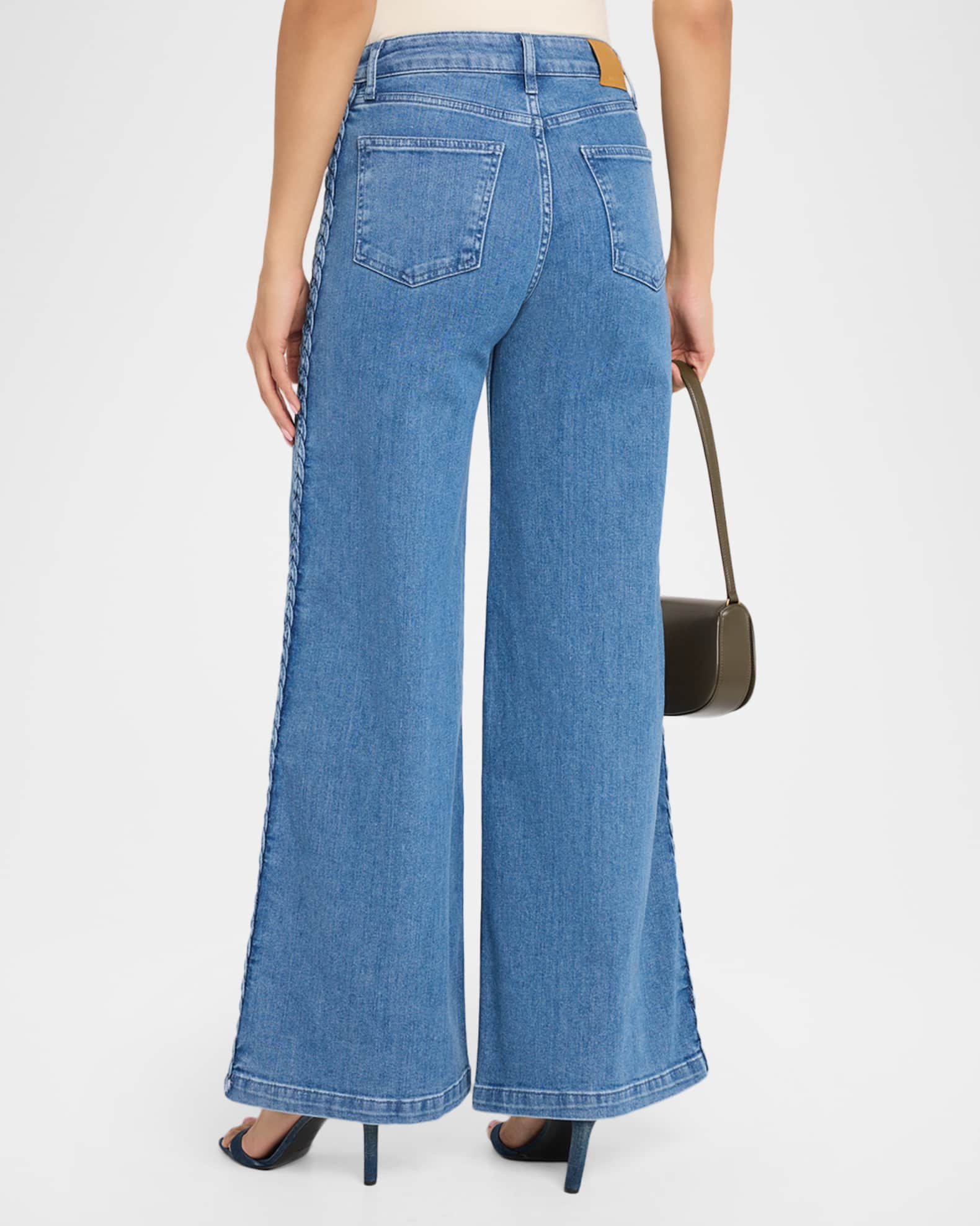 SIMKHAI Booker Braided Wide-Leg Jeans | Neiman Marcus