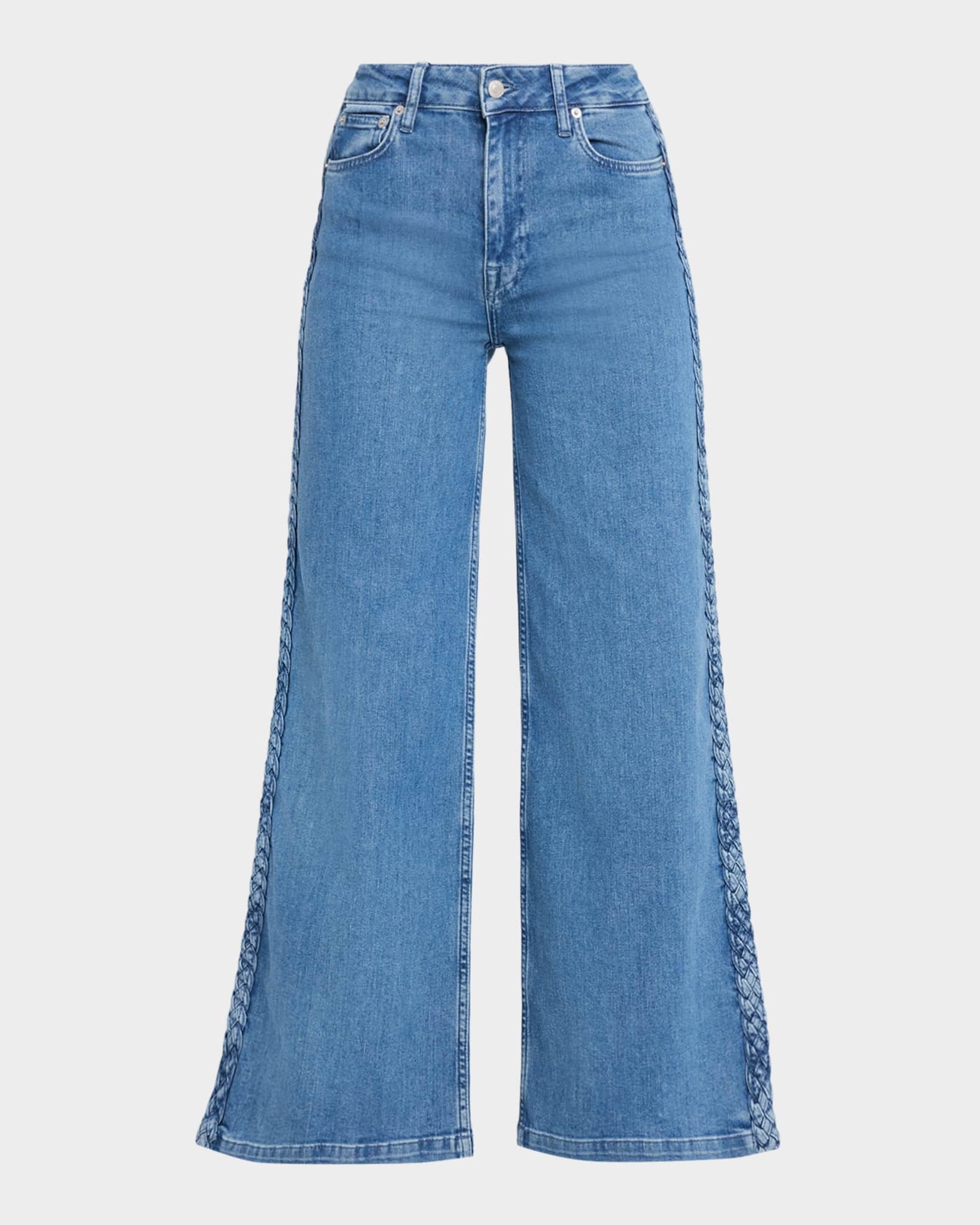 SIMKHAI Booker Braided Wide-Leg Jeans | Neiman Marcus