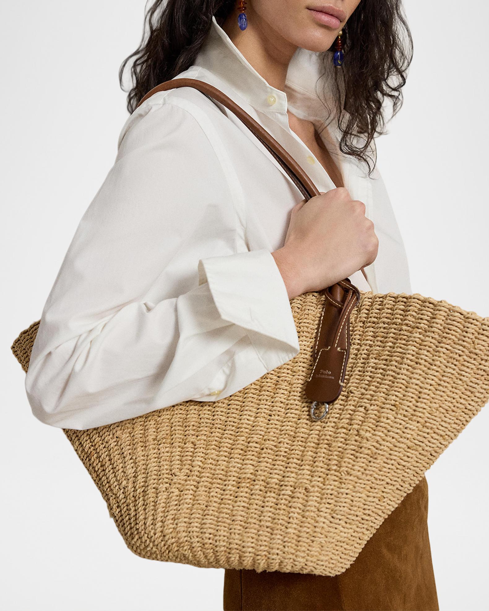 Polo Ralph Lauren Bellport Raffia Basket Tote Bag | Neiman Marcus
