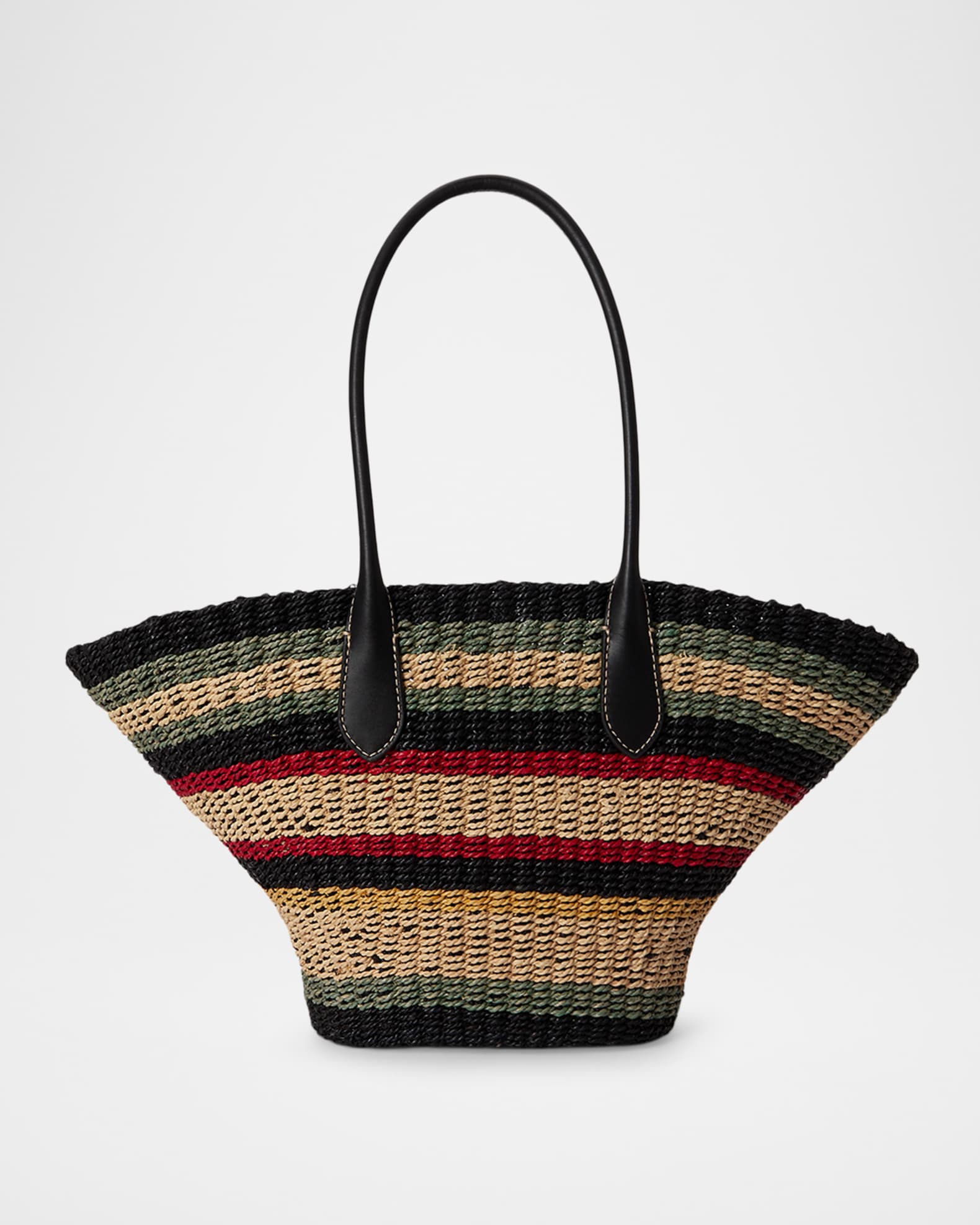 Polo Ralph Lauren Bellport Striped Raffia Basket Tote Bag | Neiman
