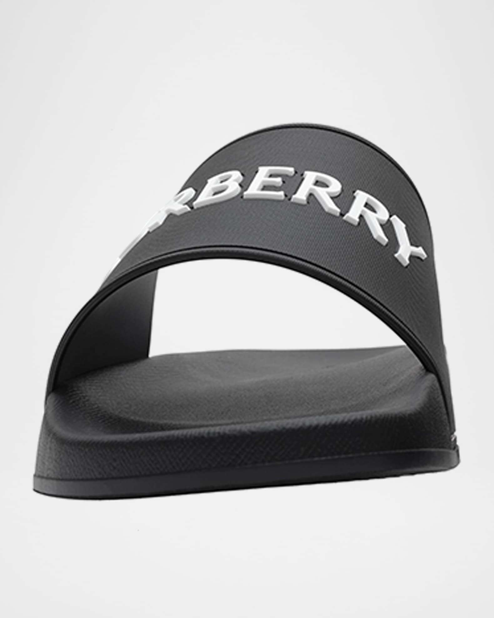 Burberry Men's Logo Contoured-Insole Slide Sandals | Neiman Marcus