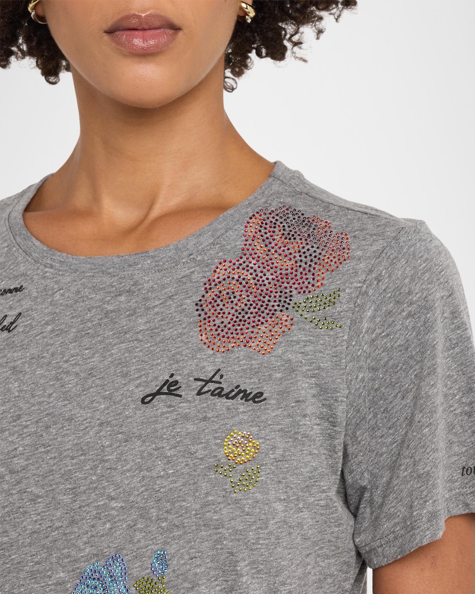 Cinq a Sept Shrunken Heatset Flowers Tee | Neiman Marcus
