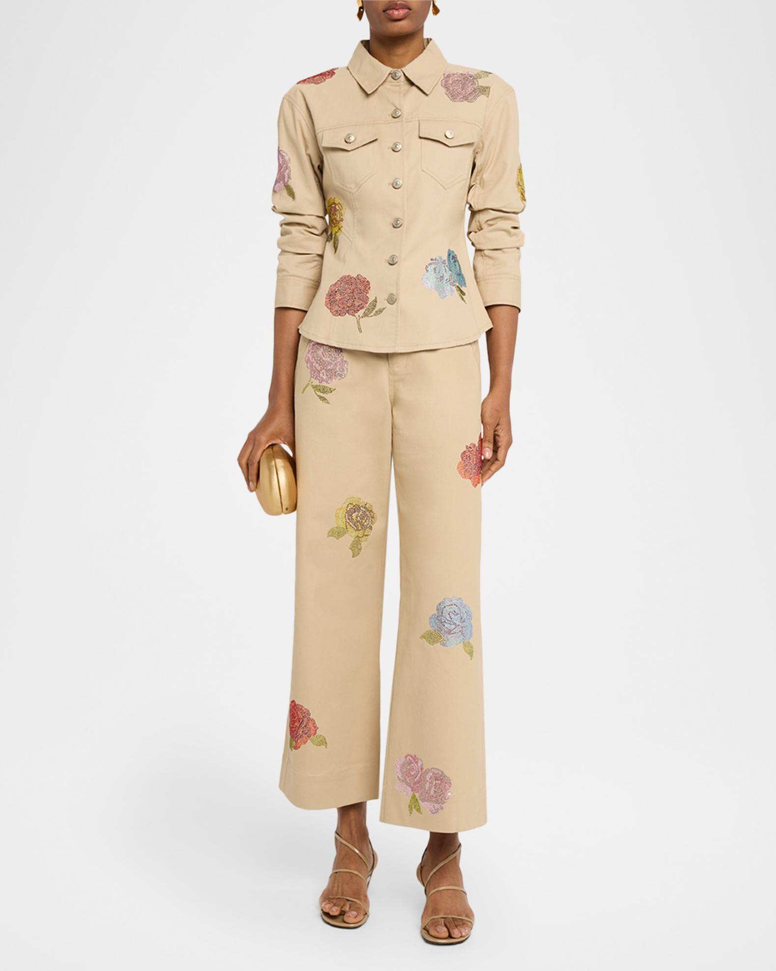 Cinq a Sept Mylah Heatset Roses Pants | Neiman Marcus