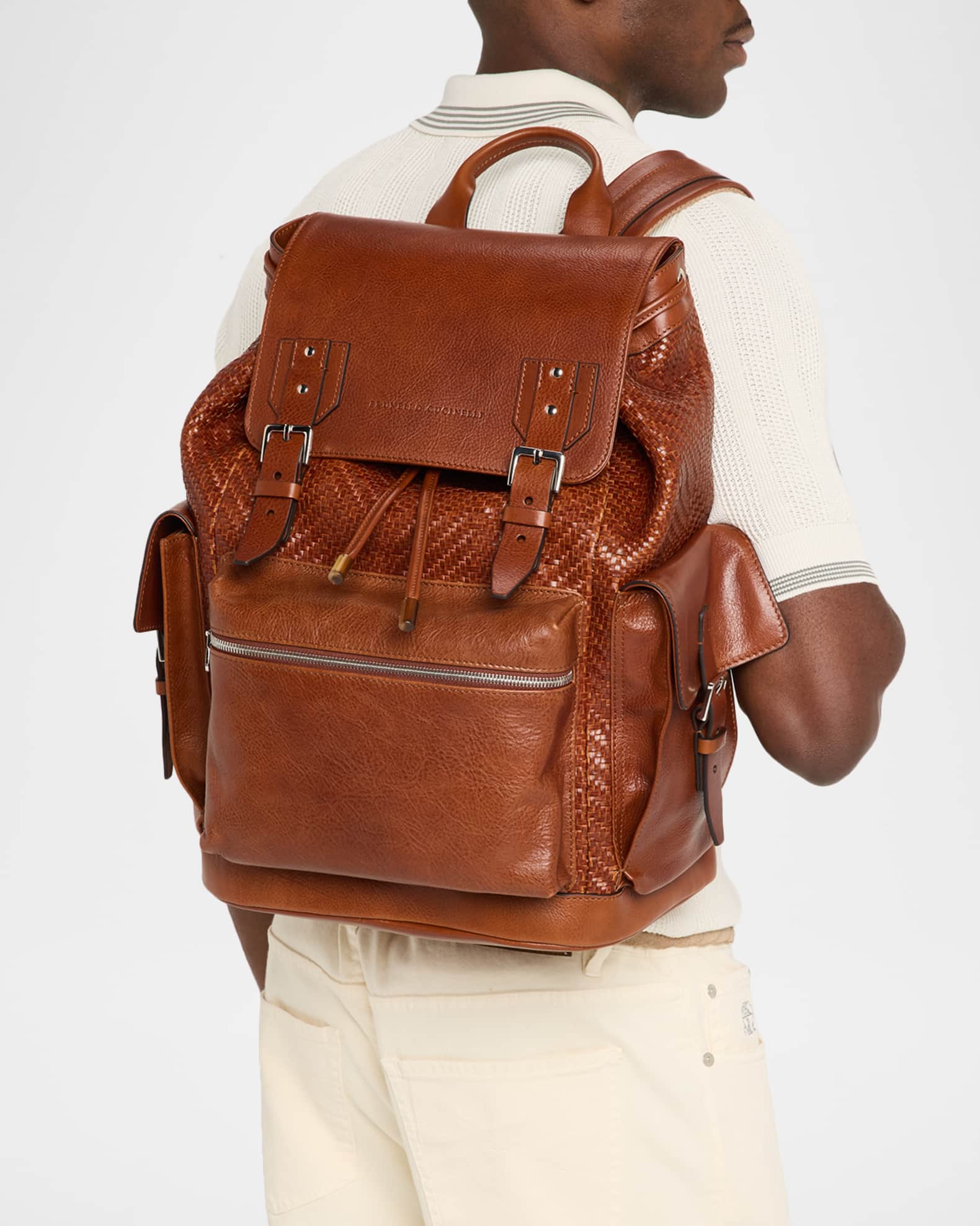 Brunello Cucinelli Men's Leather City Backpack | Neiman Marcus