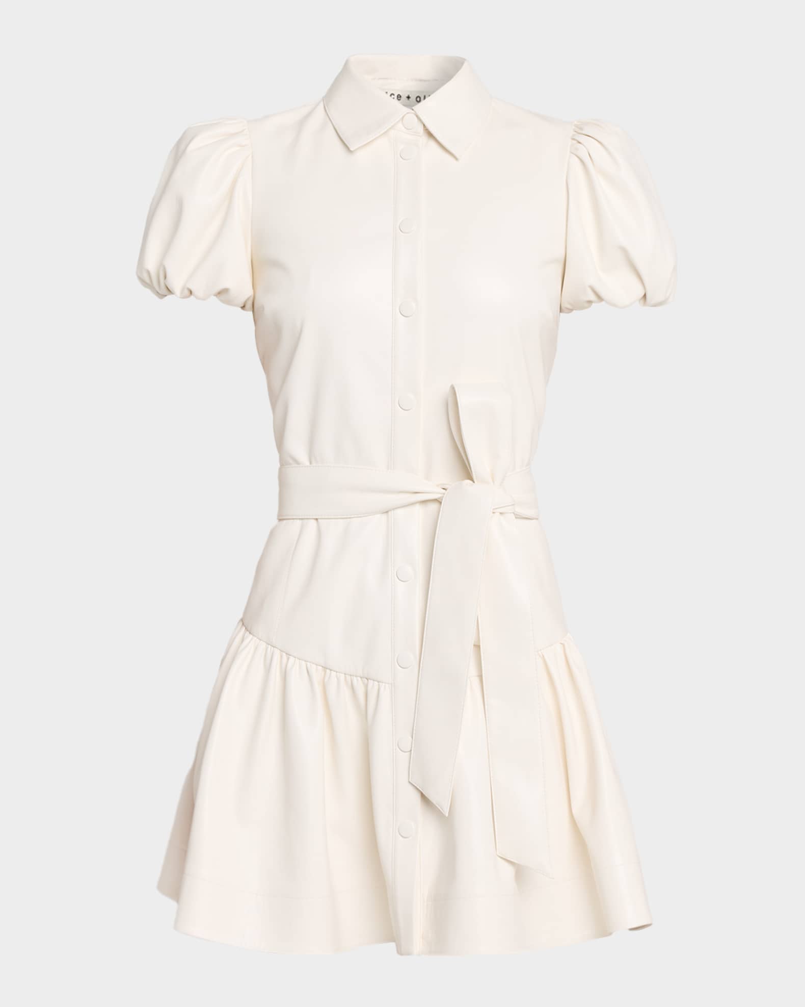 Alice + Olivia Henrietta Faux Leather Dress - Off White - 10