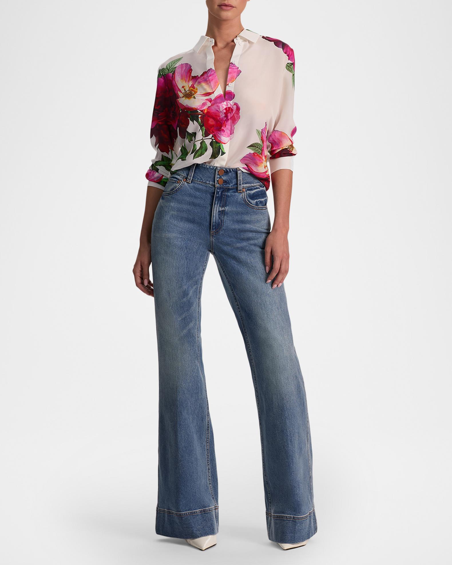 ALICE + OLIVIA Empress Willa Placket Top | Neiman Marcus
