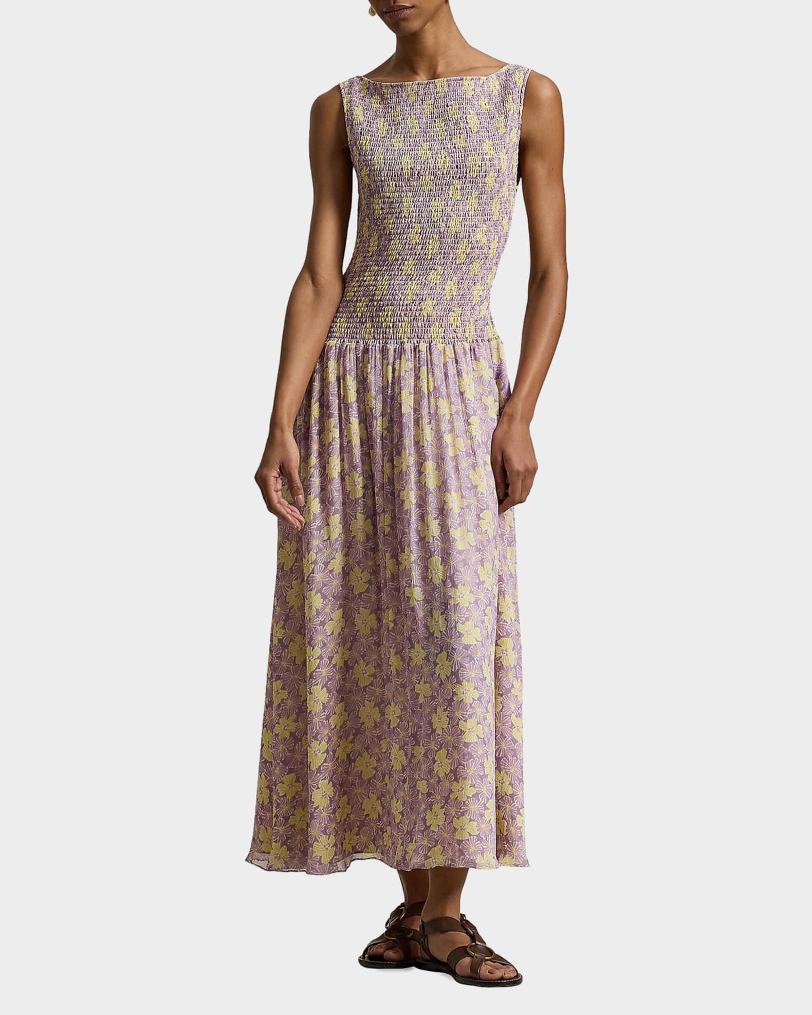 ralph lauren woman dress Women's Linen Column belt Fully lined except for the sleeves Model is 510 (178 cm) and wears a size 4 Ralph Lauren Floral Smocked Crinkled