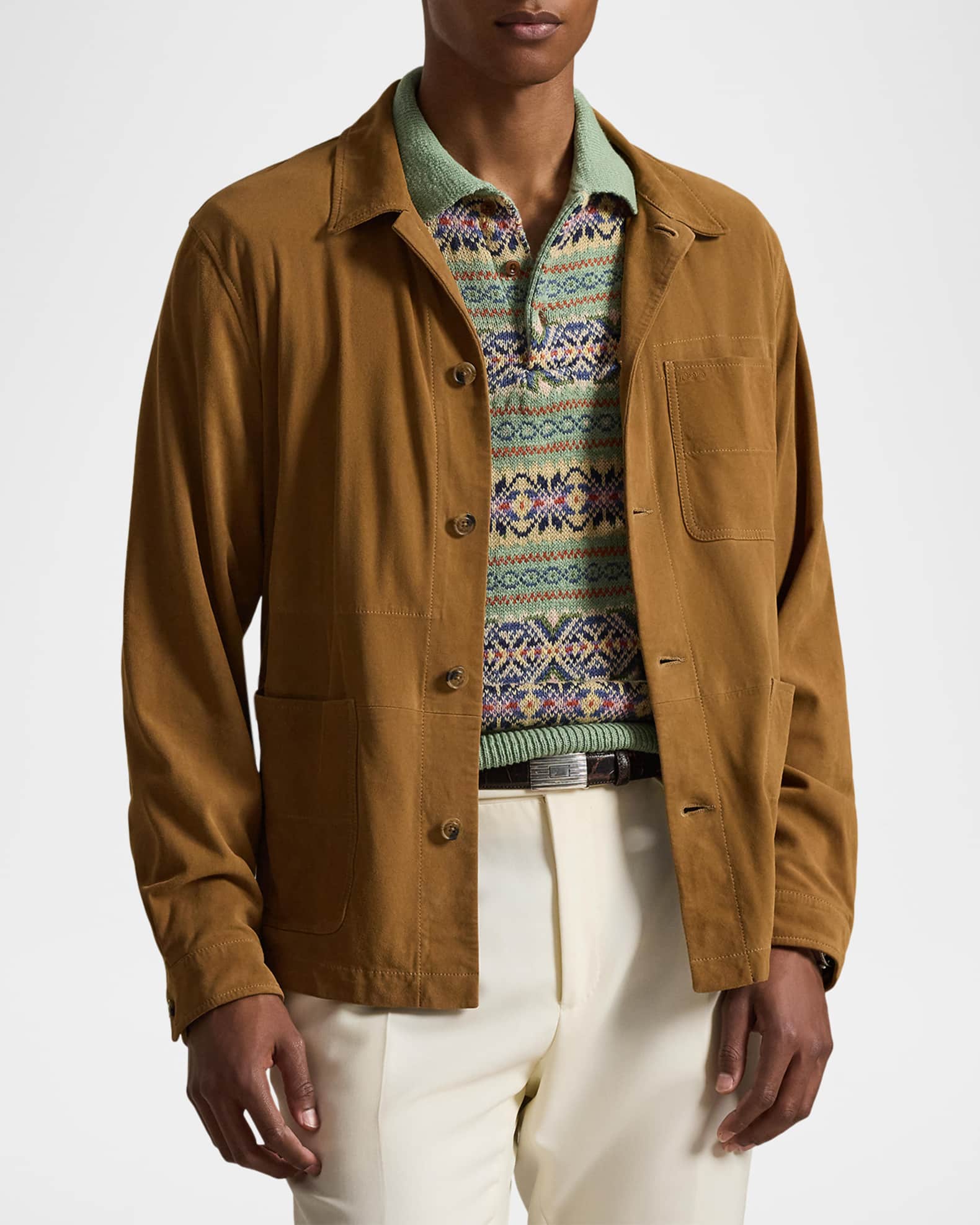 Polo Ralph Lauren Men's Split Goat Suede Utility Jacket | Neiman