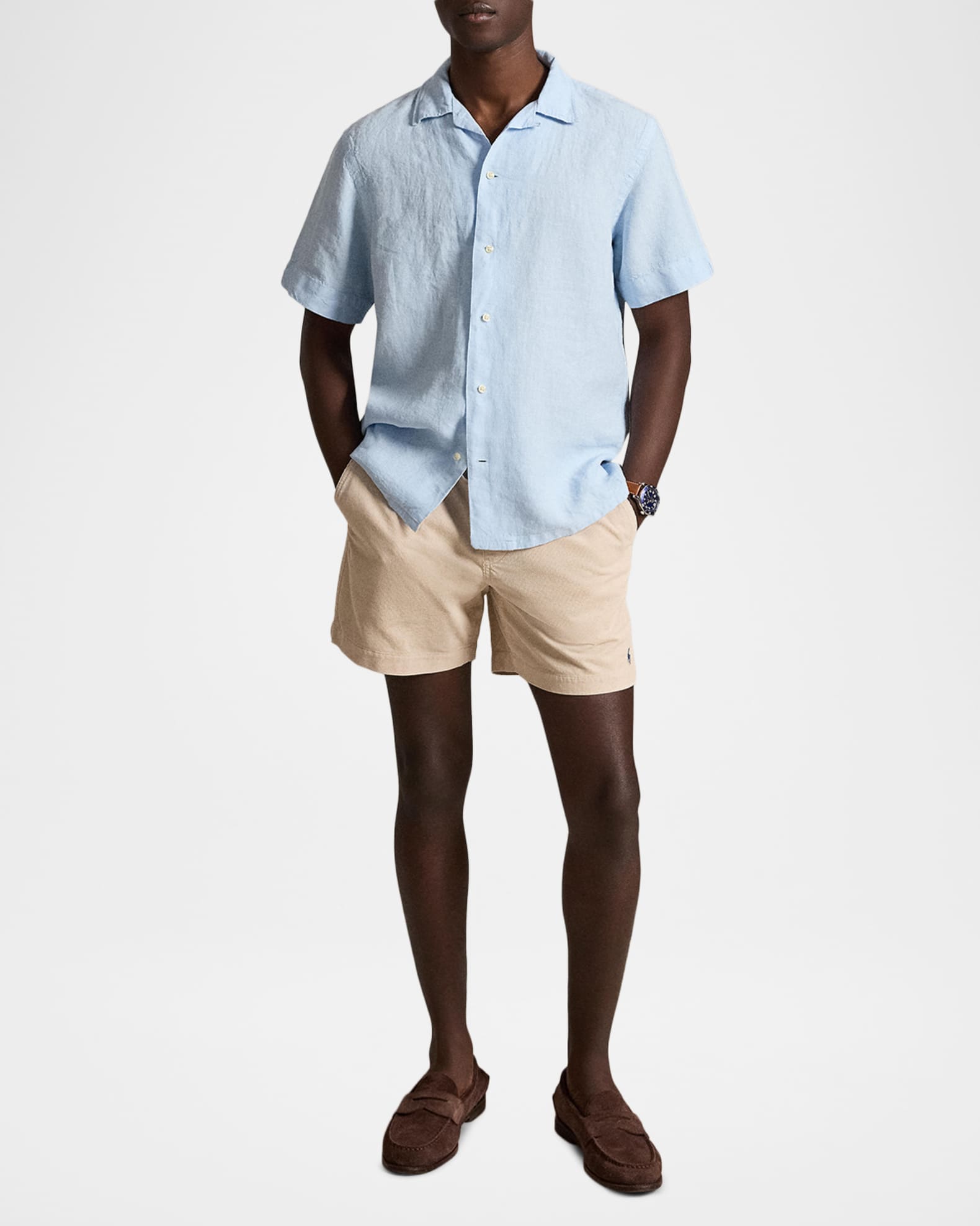 Polo Ralph Lauren Men's Classic-Fit Linen Camp Shirt | Neiman Marcus