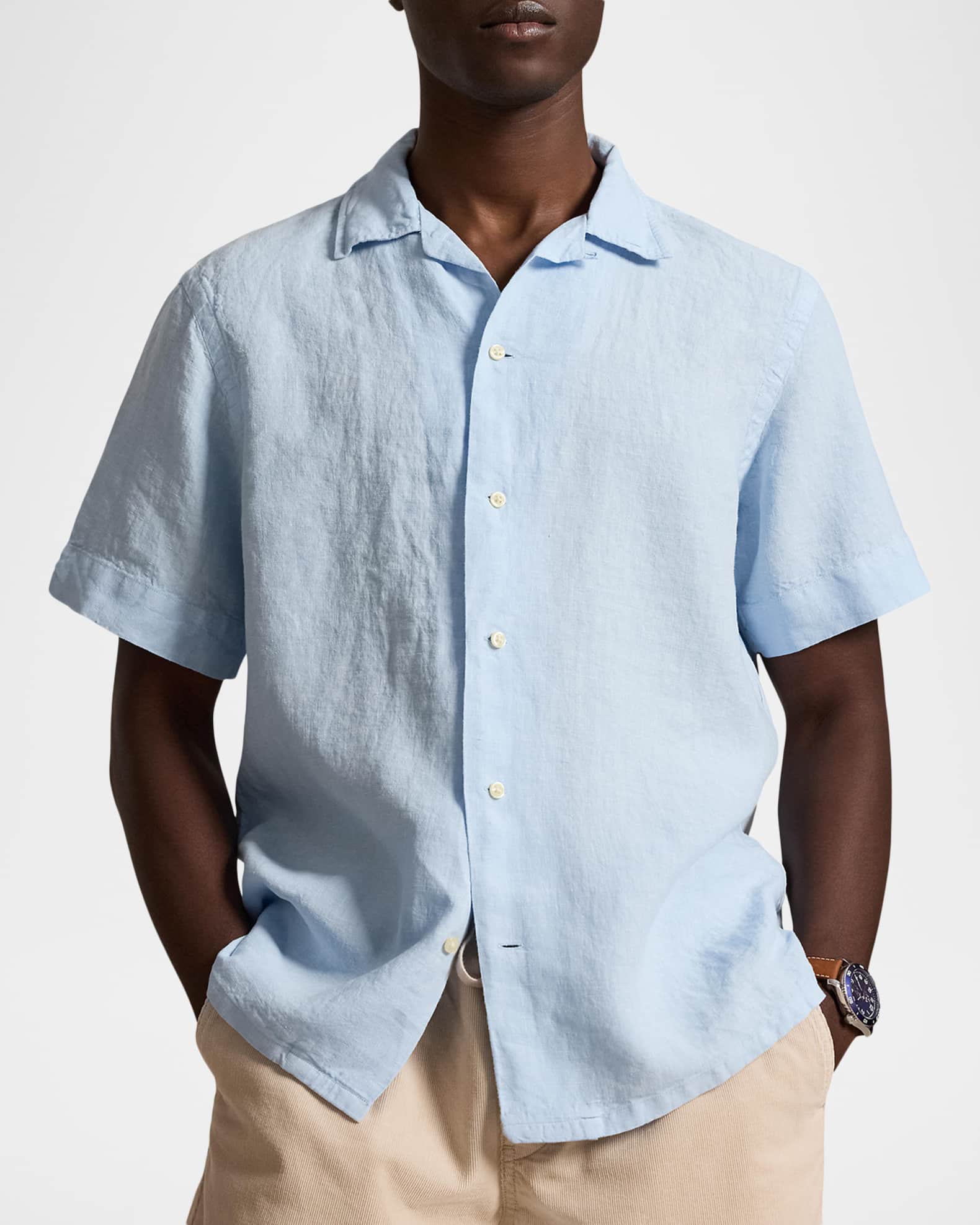 Polo Ralph Lauren Men's Classic-Fit Linen Camp Shirt | Neiman Marcus