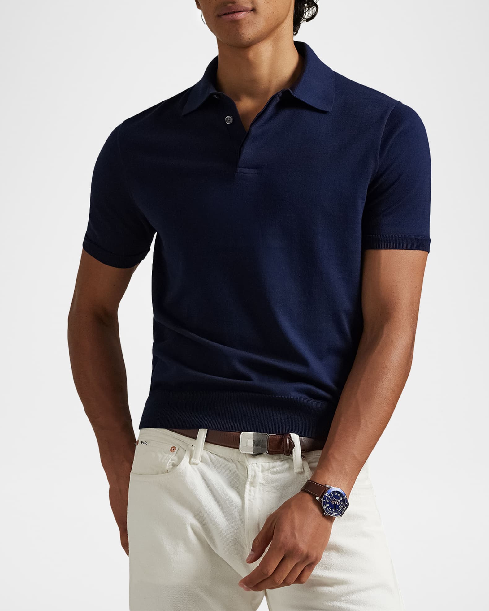 Polo Ralph Lauren Men's Cotton Knit Short-Sleeve Polo Sweater