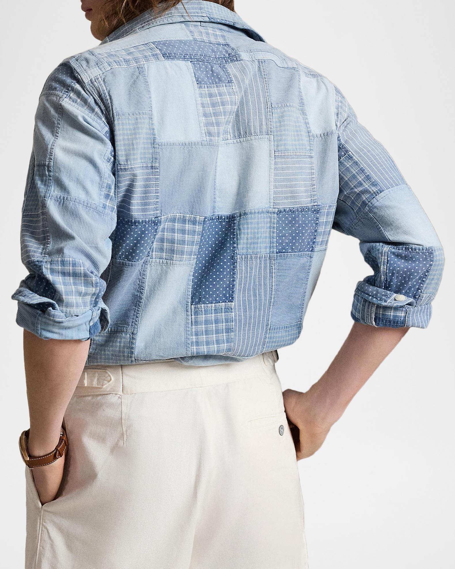 Polo Ralph Lauren Men's Indigo Patchwork Cotton Work Shirt