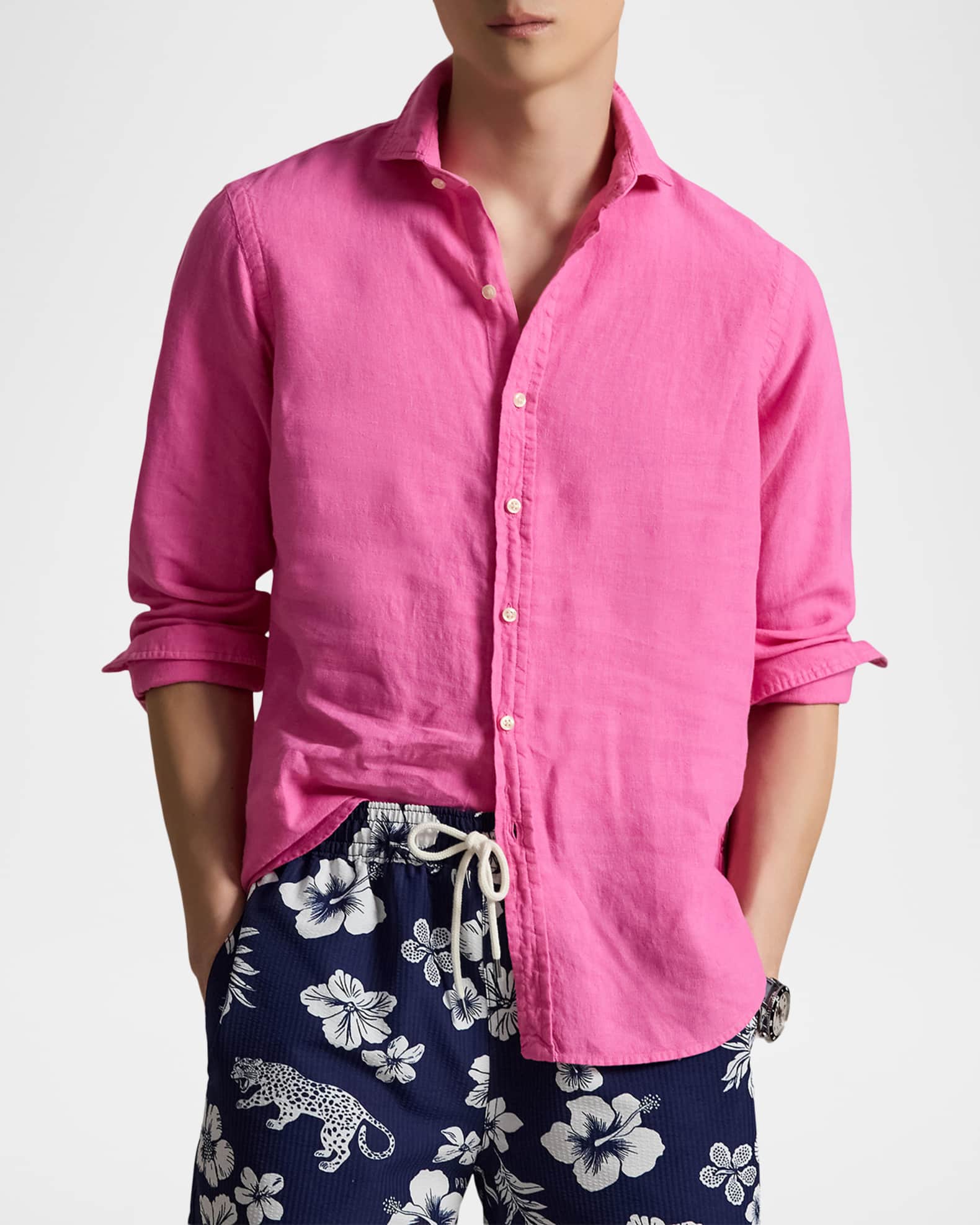 Polo Ralph Lauren Men's Classic-Fit Slub Linen Button-Down Shirt