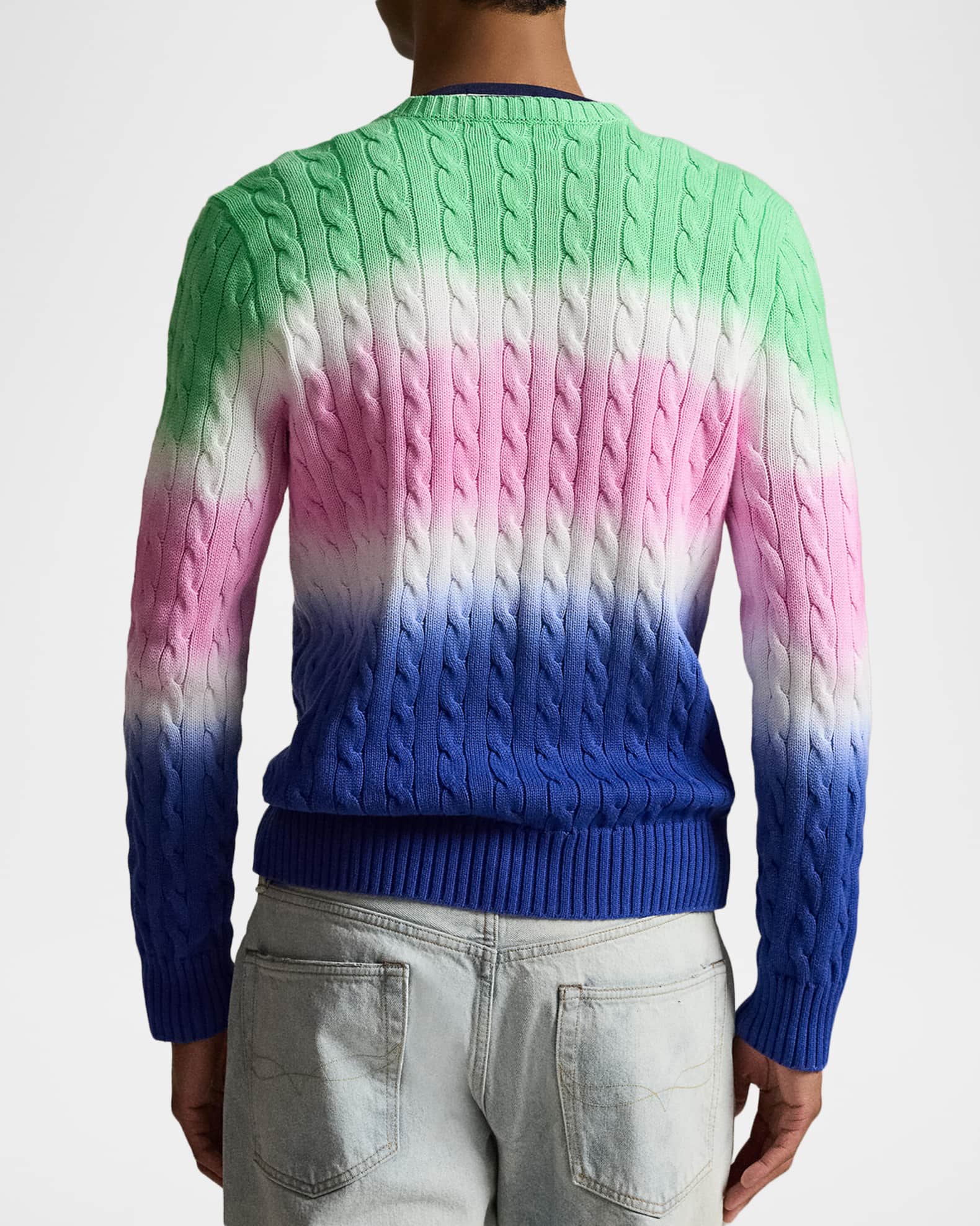 Polo Ralph Lauren Men's Dip-Dyed Cable-Knit Cotton Crewneck
