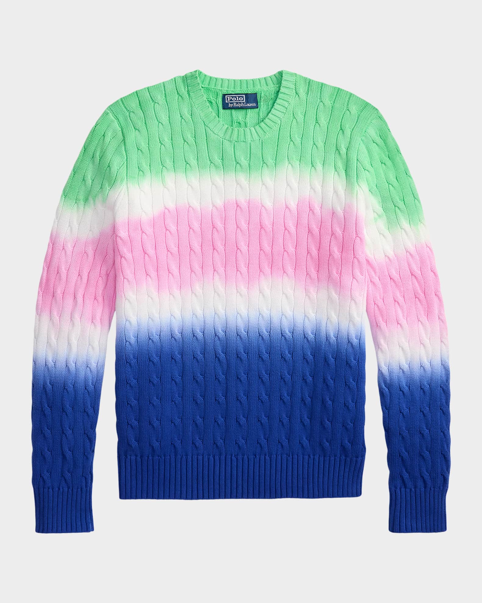 Polo Ralph Lauren Men's Dip-Dyed Cable-Knit Cotton Crewneck