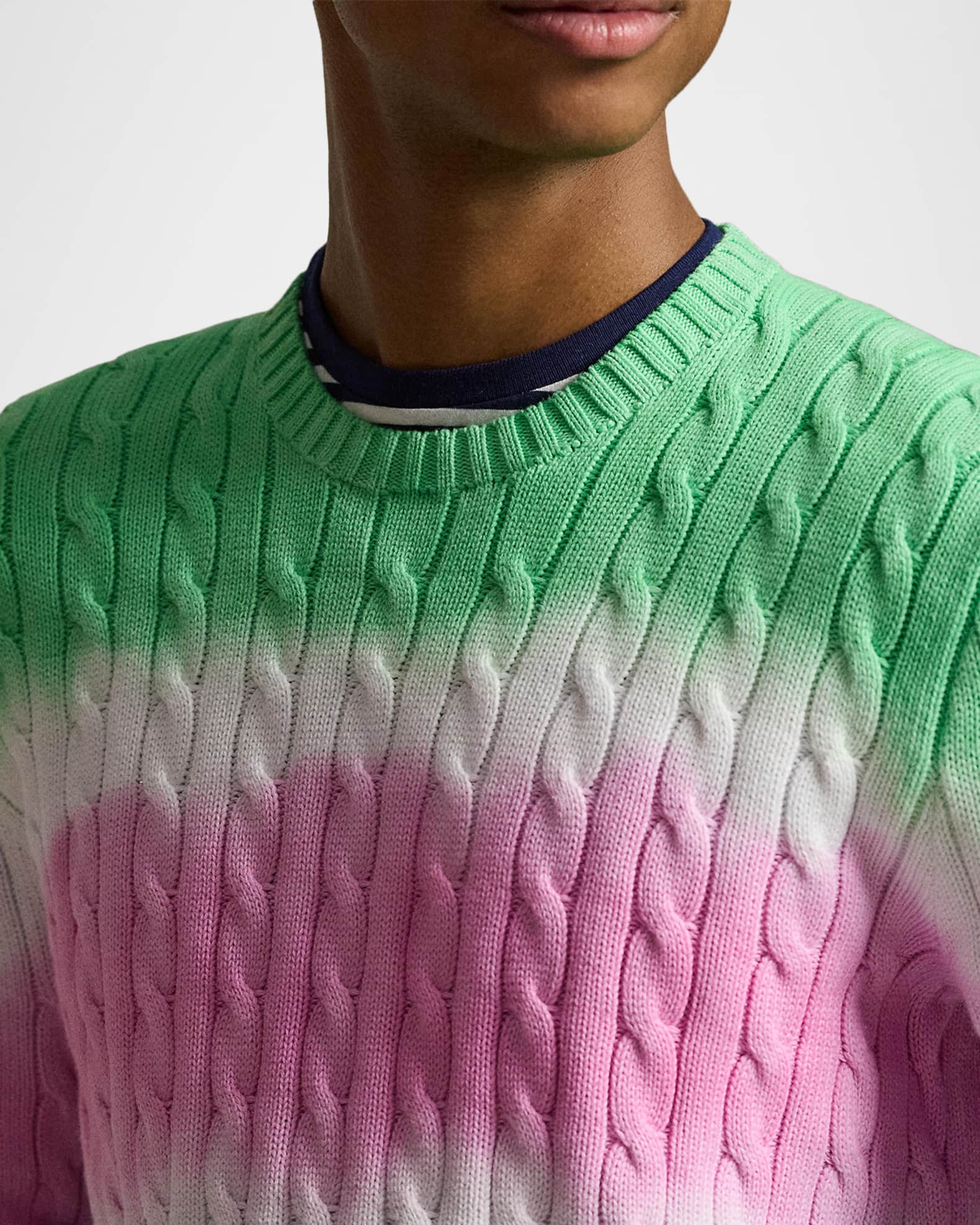 Polo Ralph Lauren Men's Dip-Dyed Cable-Knit Cotton Crewneck
