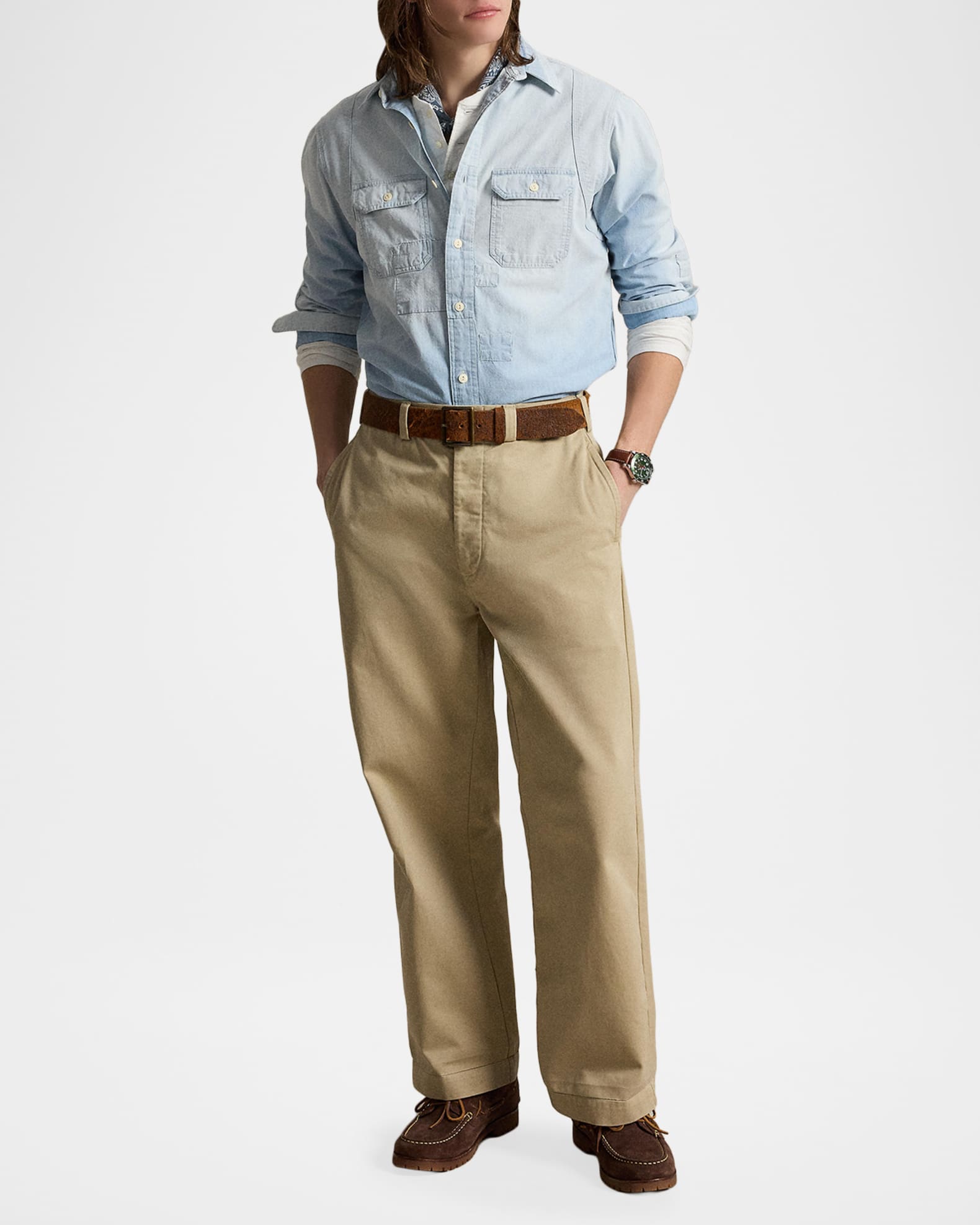 Polo Ralph Lauren Men's Classic-Fit Chambray Workshirt | Neiman Marcus