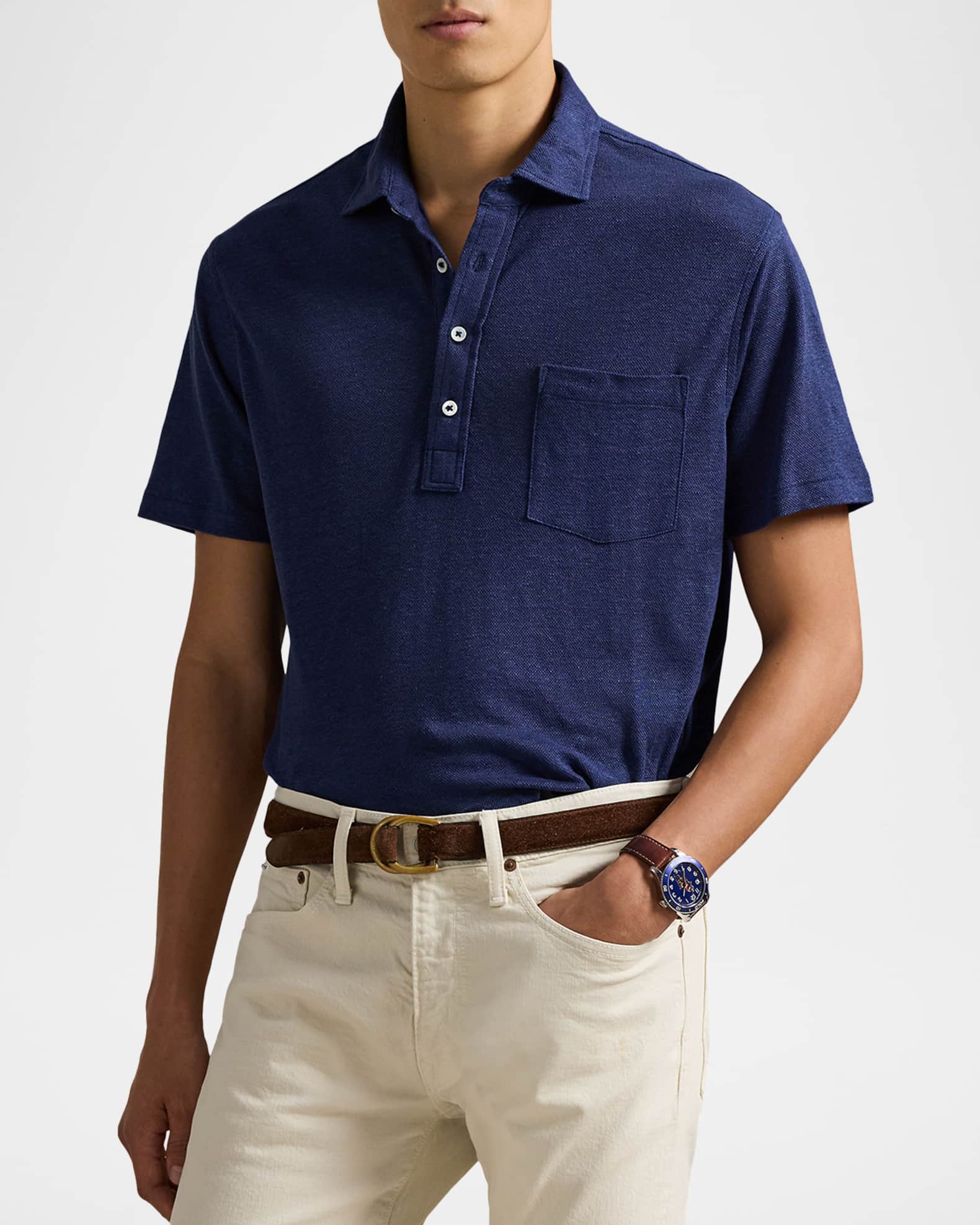 Polo Ralph Lauren Men's Linen Pique Knit Polo Shirt | Neiman Marcus