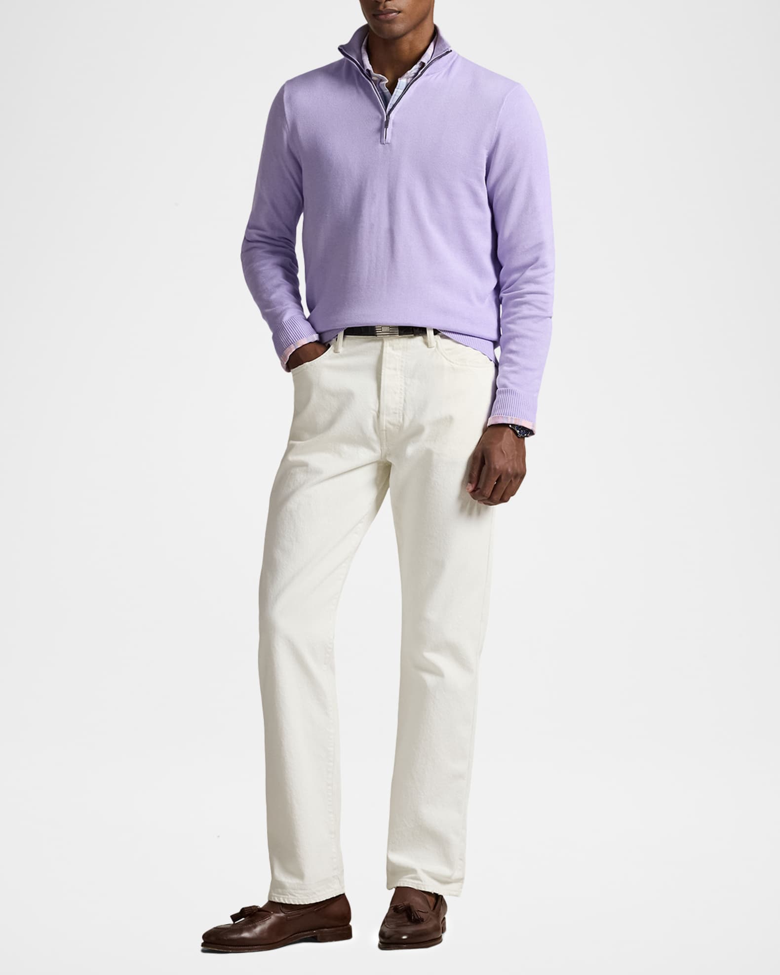 Polo Ralph Lauren Men's Cotton Quarter-Zip Sweater | Neiman Marcus