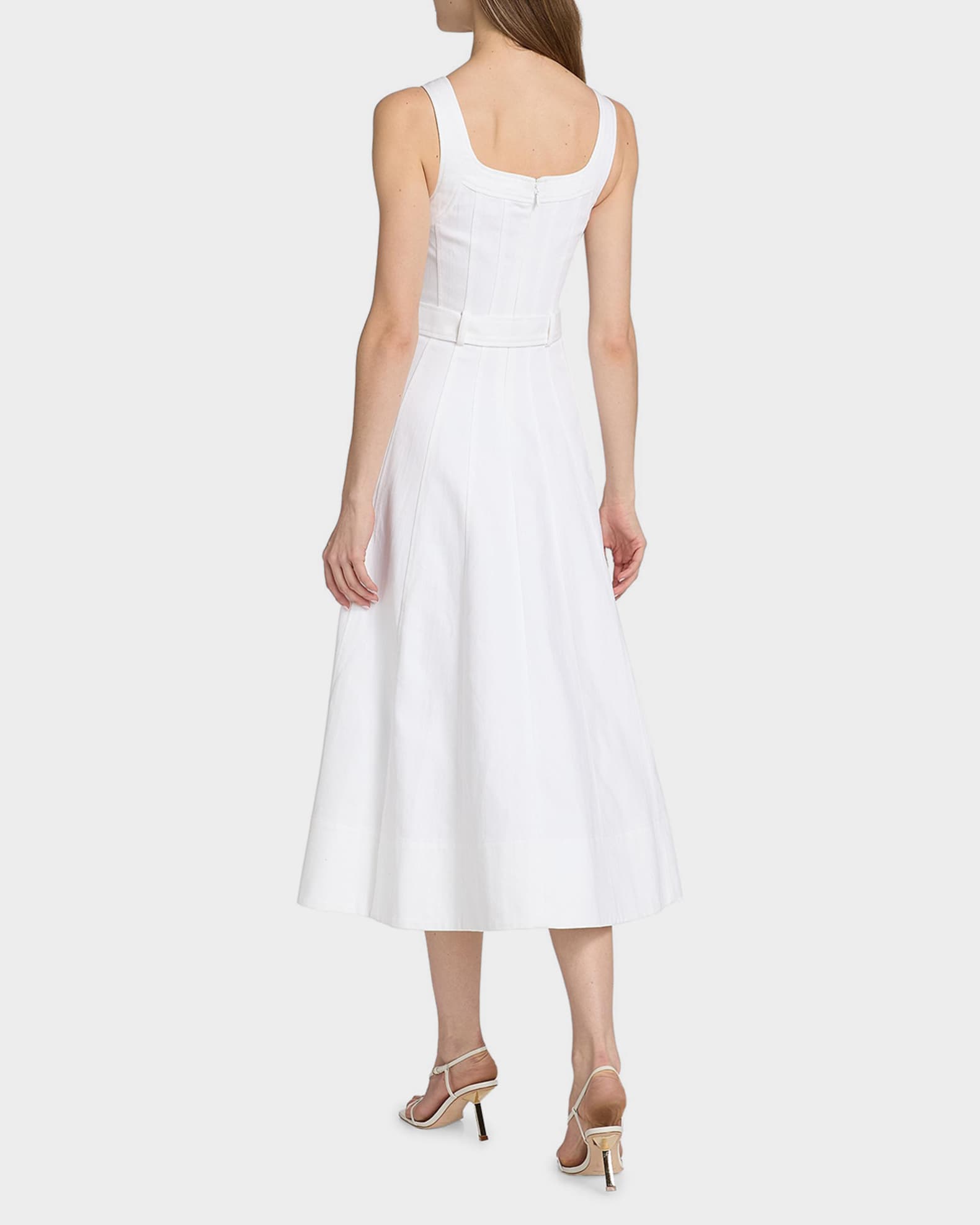 white denim a line dress Denim A-Line Shirt Dress Small