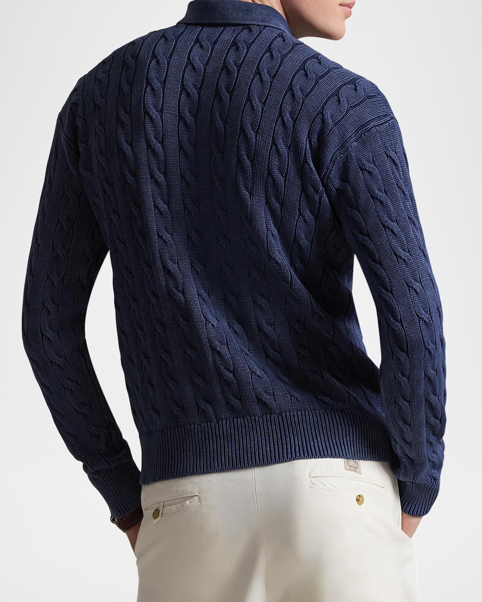 Polo Ralph Lauren Men's Relaxed Fit Cable-Knit Cotton Polo Sweater
