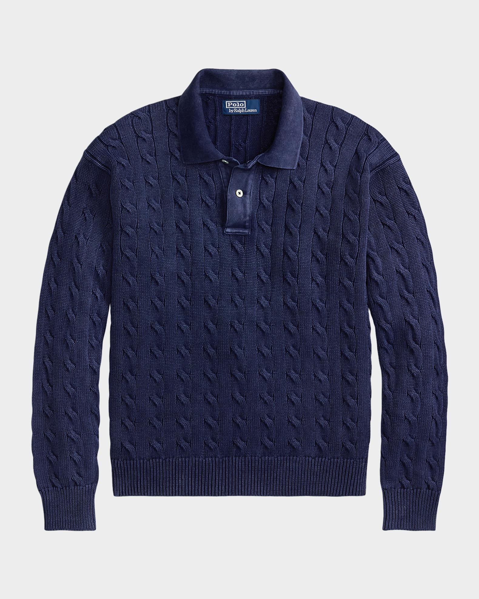 Polo Ralph Lauren Men's Relaxed Fit Cable-Knit Cotton Polo Sweater
