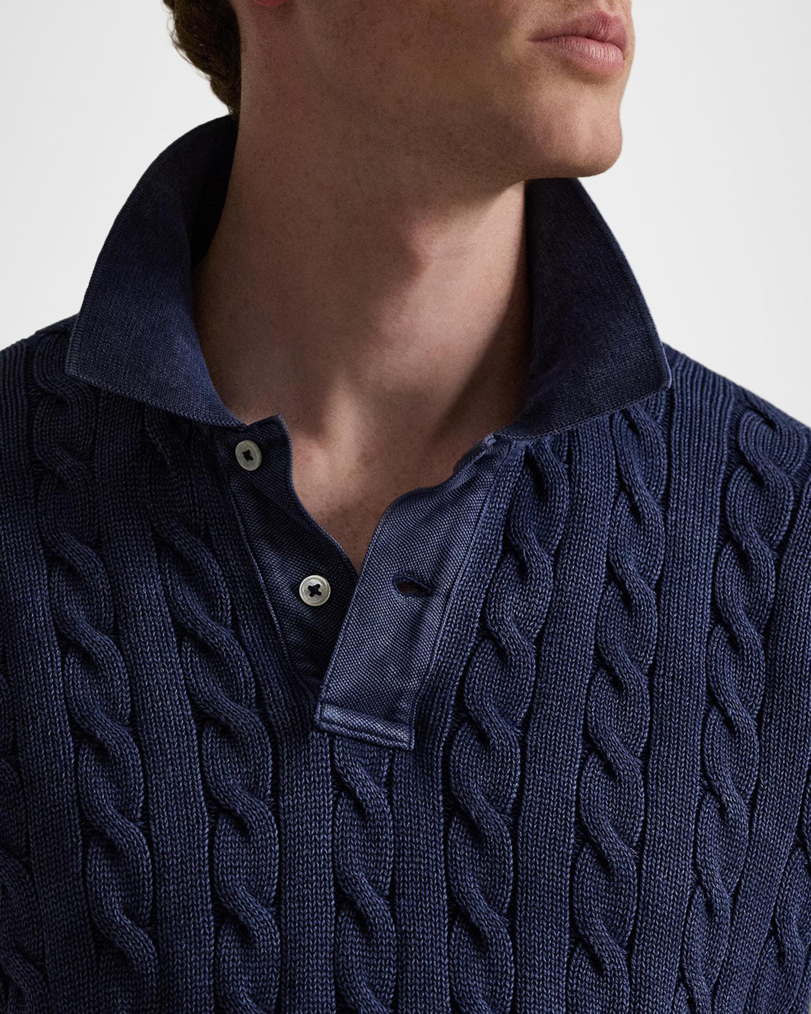 Polo Ralph Lauren Men's Relaxed Fit Cable-Knit Cotton Polo Sweater