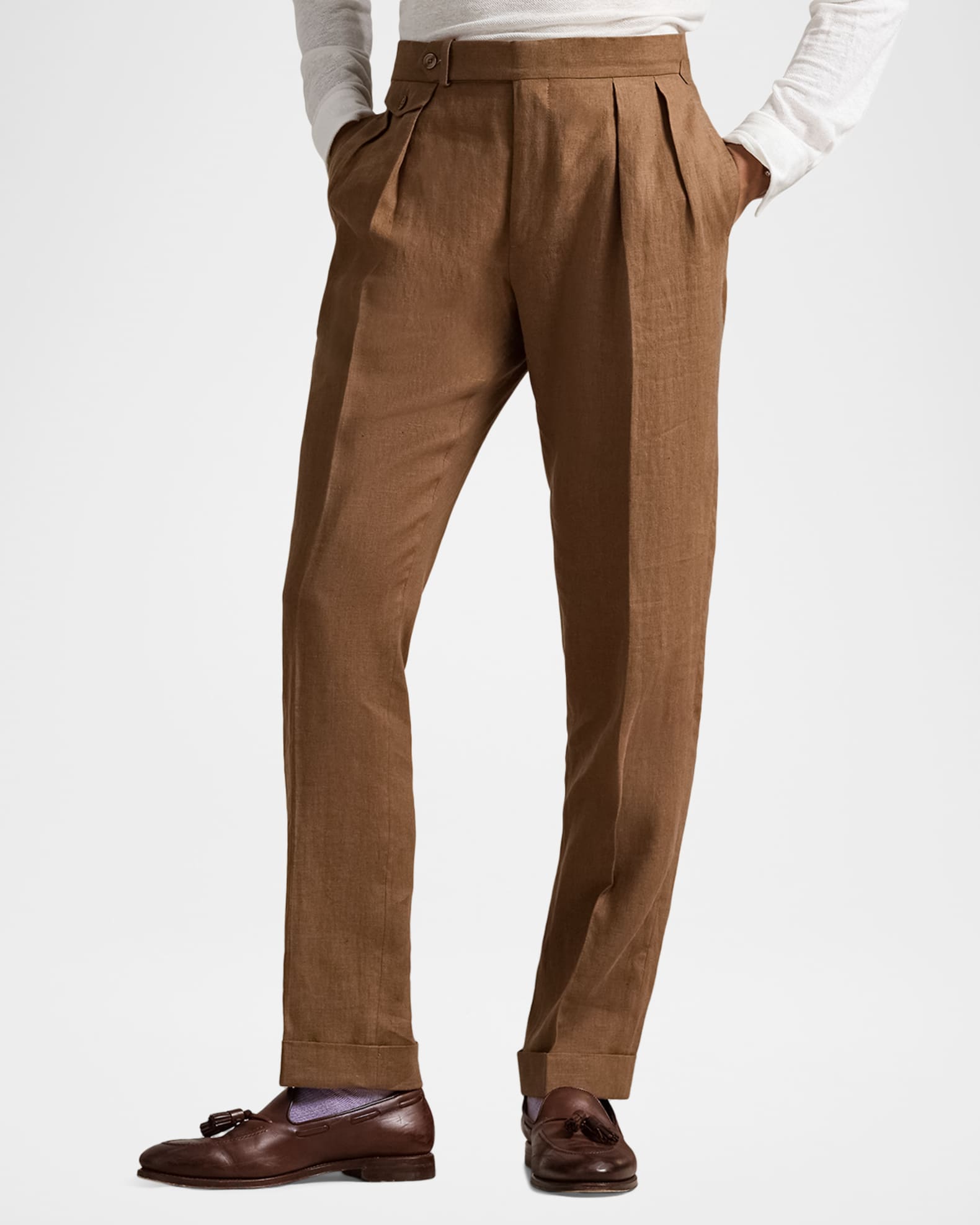 Polo Ralph Lauren Men's Pleated Linen Suit Trousers | Neiman Marcus