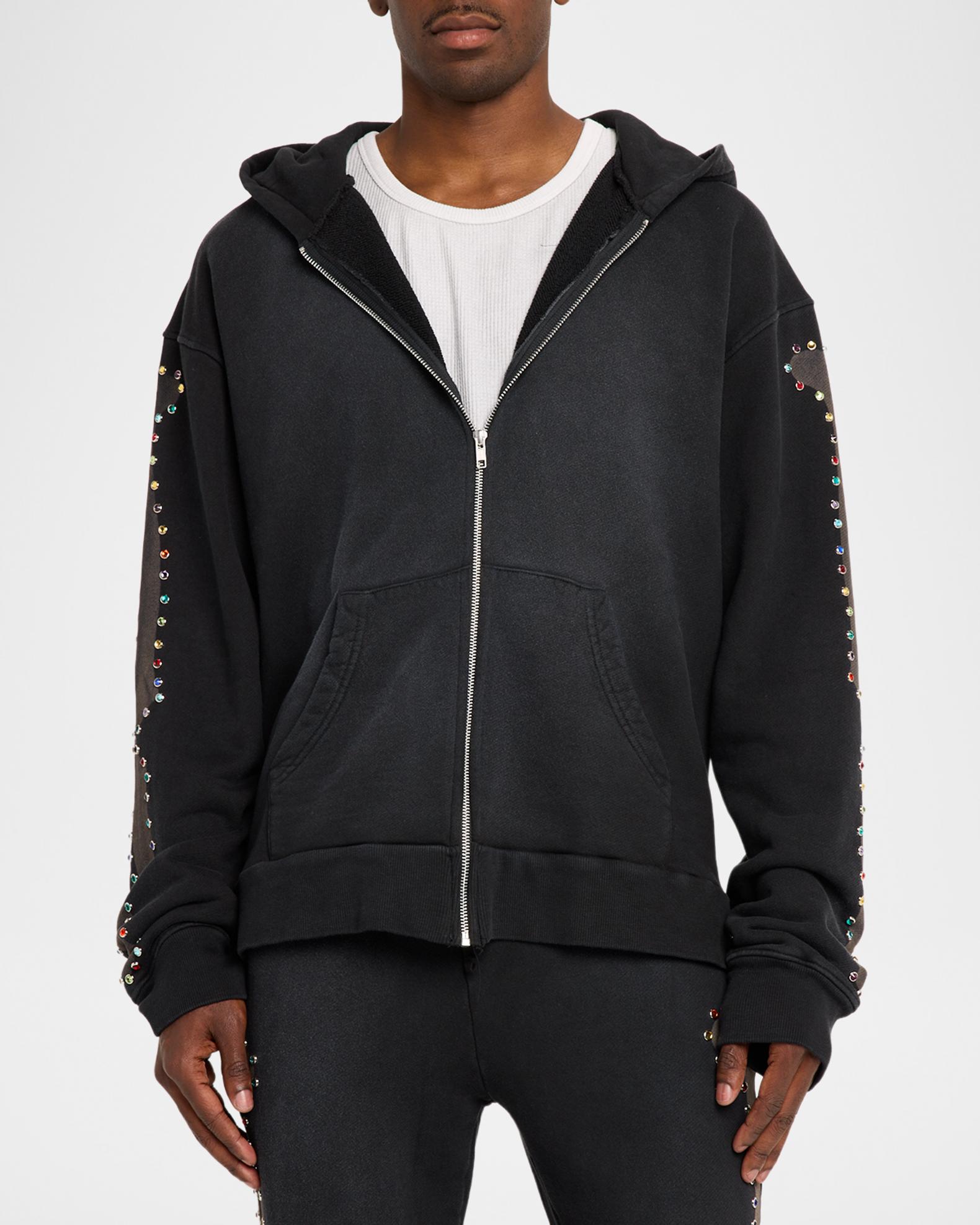 Alchemist Men's Rhinestone-Embellished Bones Zip-Up Hoodie | Neiman Marcus