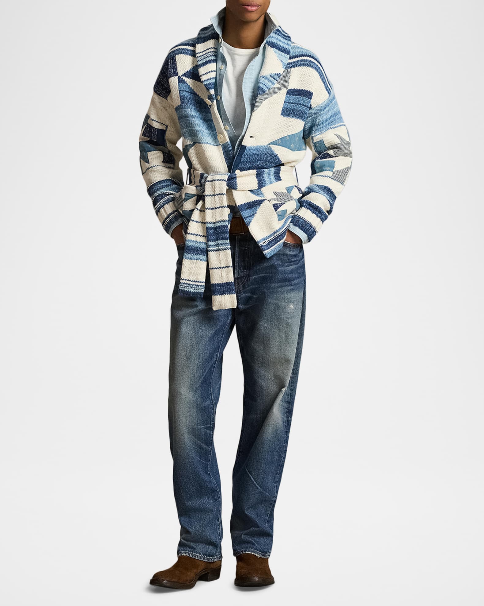 Polo Ralph Lauren Men's Appliquéd Cotton-Linen Cardigan | Neiman
