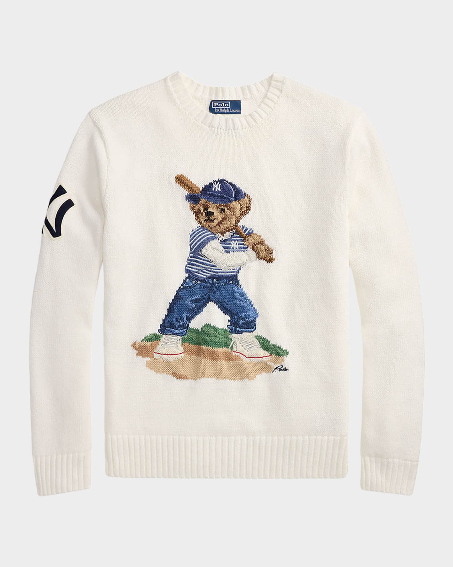 Polo Ralph Lauren x Yankees Men's Bear Linen and Cotton Crewneck