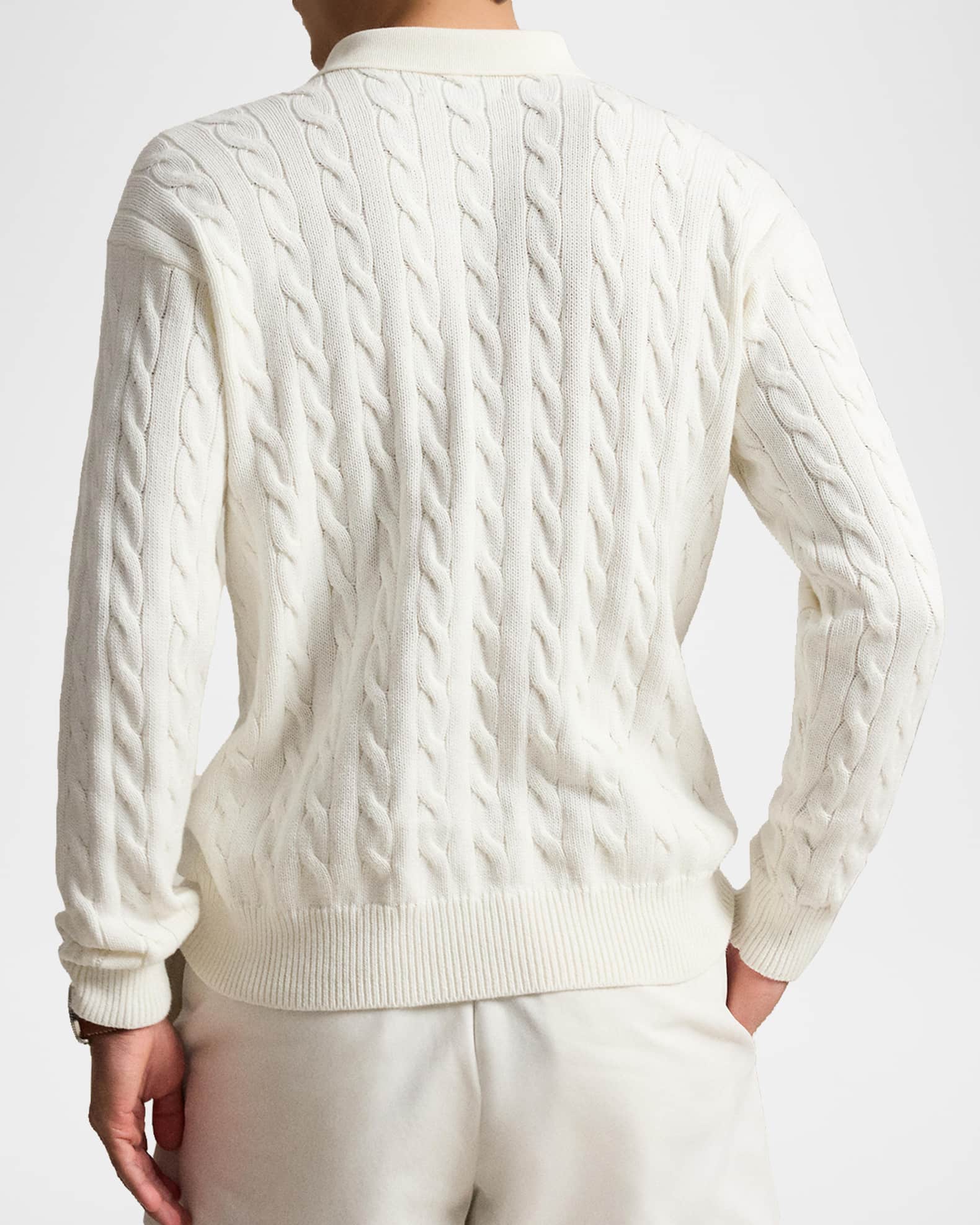 Polo Ralph Lauren Men's Relaxed Fit Cable-Knit Cotton Polo Sweater